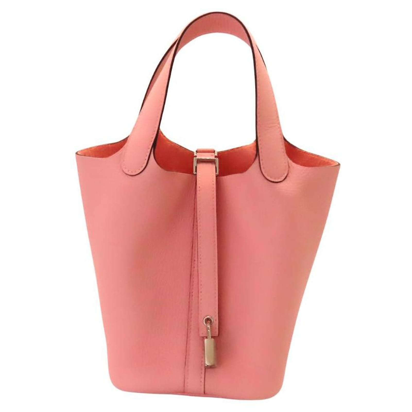 Hermès Hermes Picotin Lock PM Taurillon Clemence Handbag Pink Leather  ref.2323230