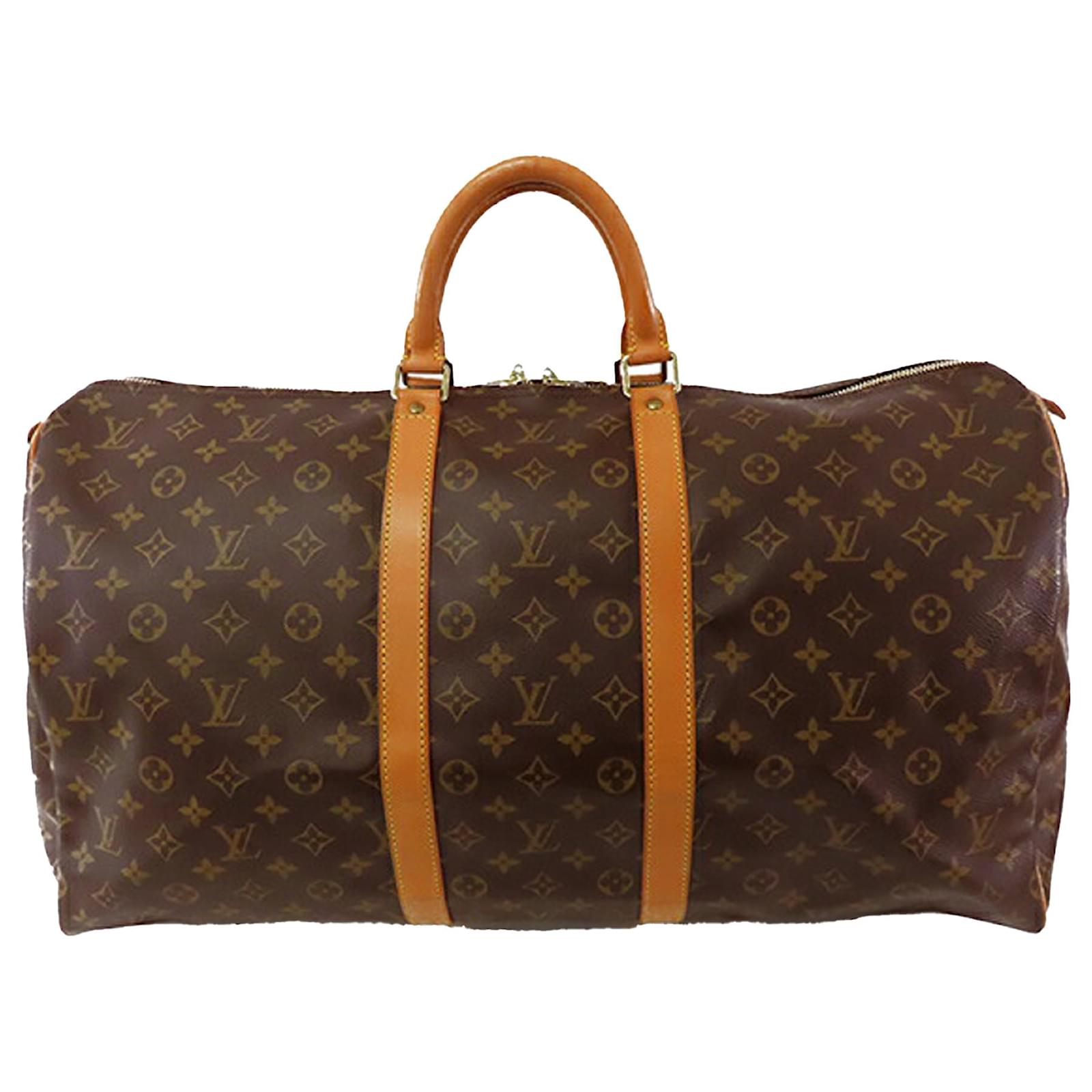 Louis Vuitton Brown Monogram Keepall 55 Leather Cloth  ref.2320661