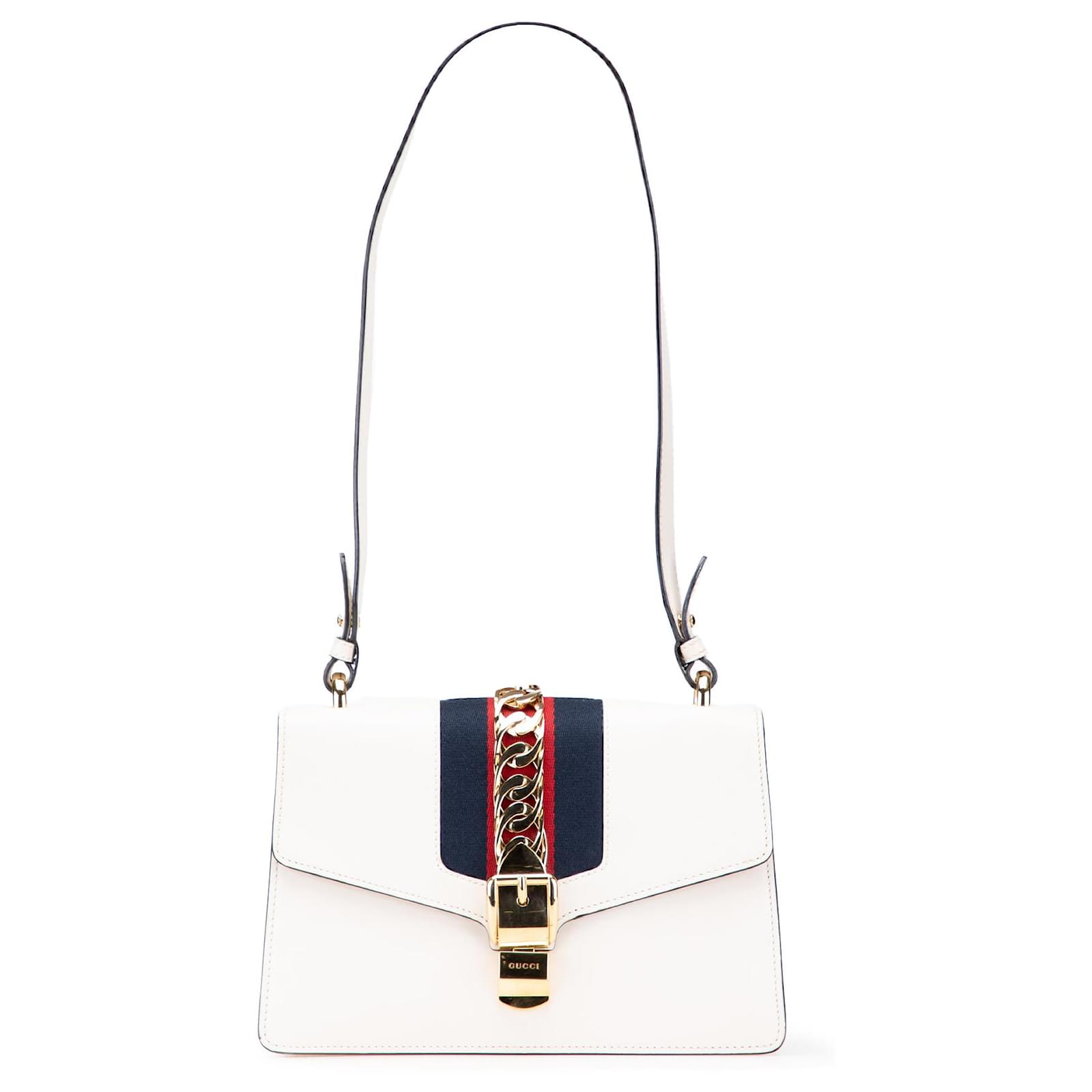 Gucci White Small Leather Sylvie Satchel Pony-style calfskin  ref.2320660