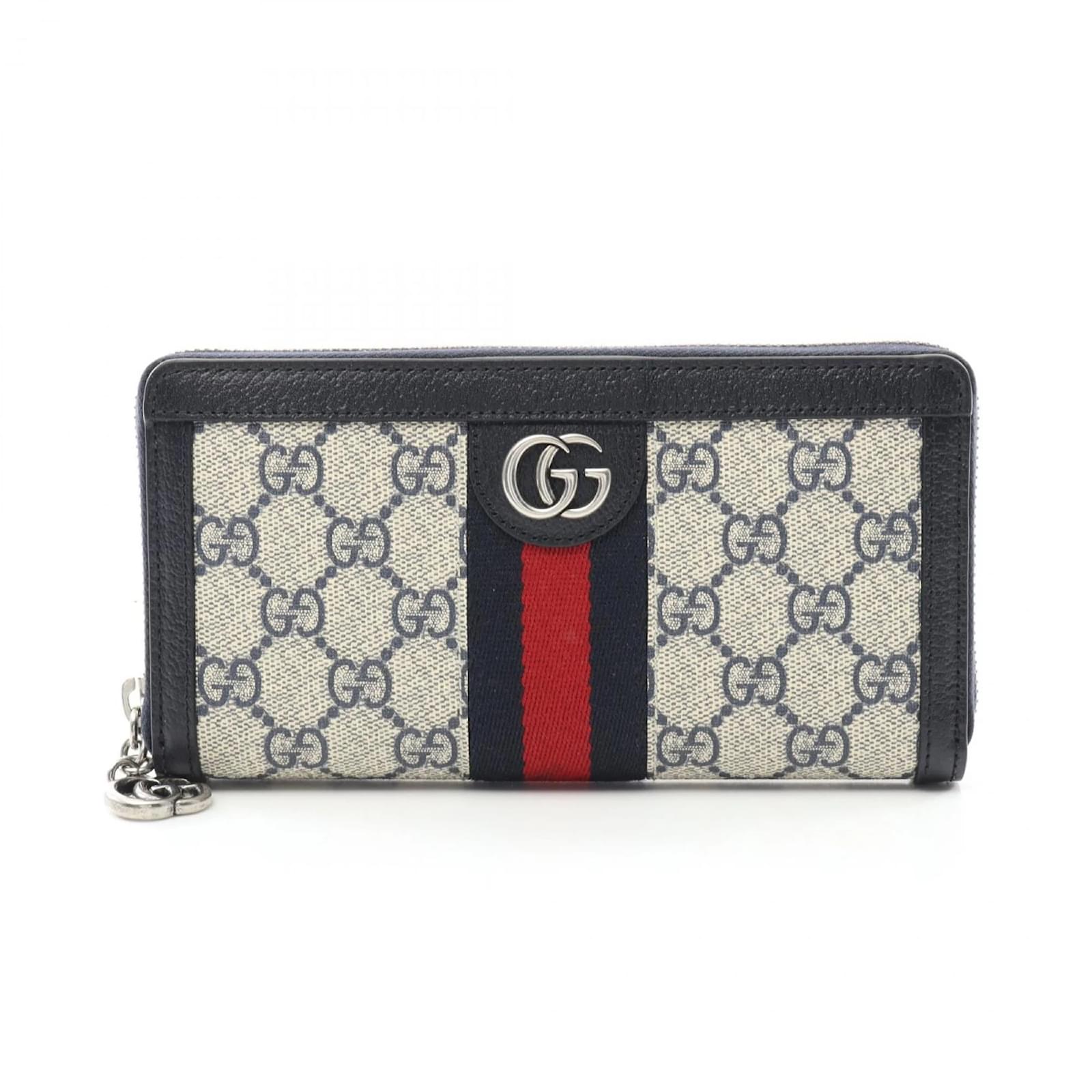Gucci Ophidia GG Supreme Long Wallet Multiple colors Beige Navy blue Leather Cloth  ref.2320559