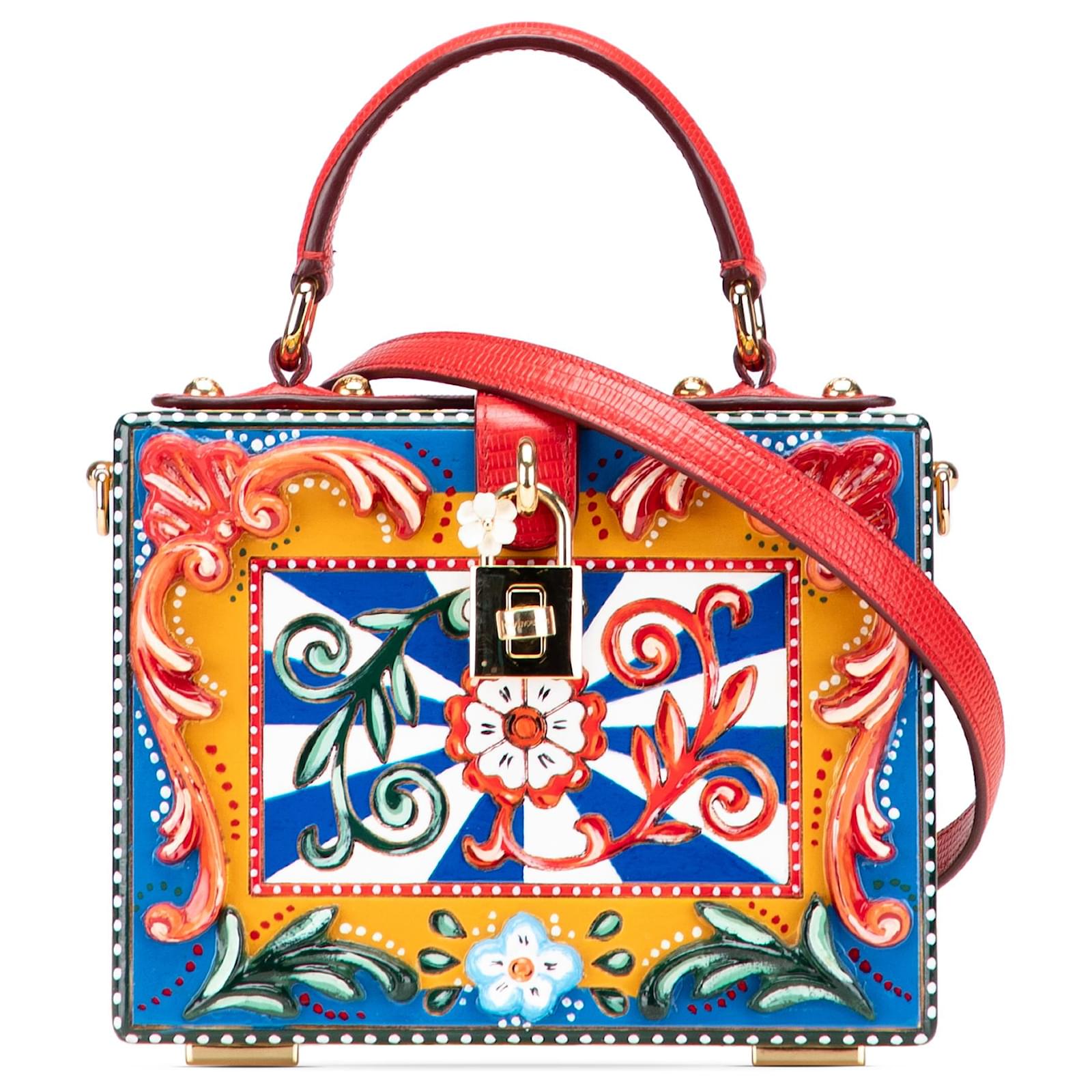 Dolce & Gabbana Red Resin and Wood Carretto Box Bag Plastic  ref.2320586