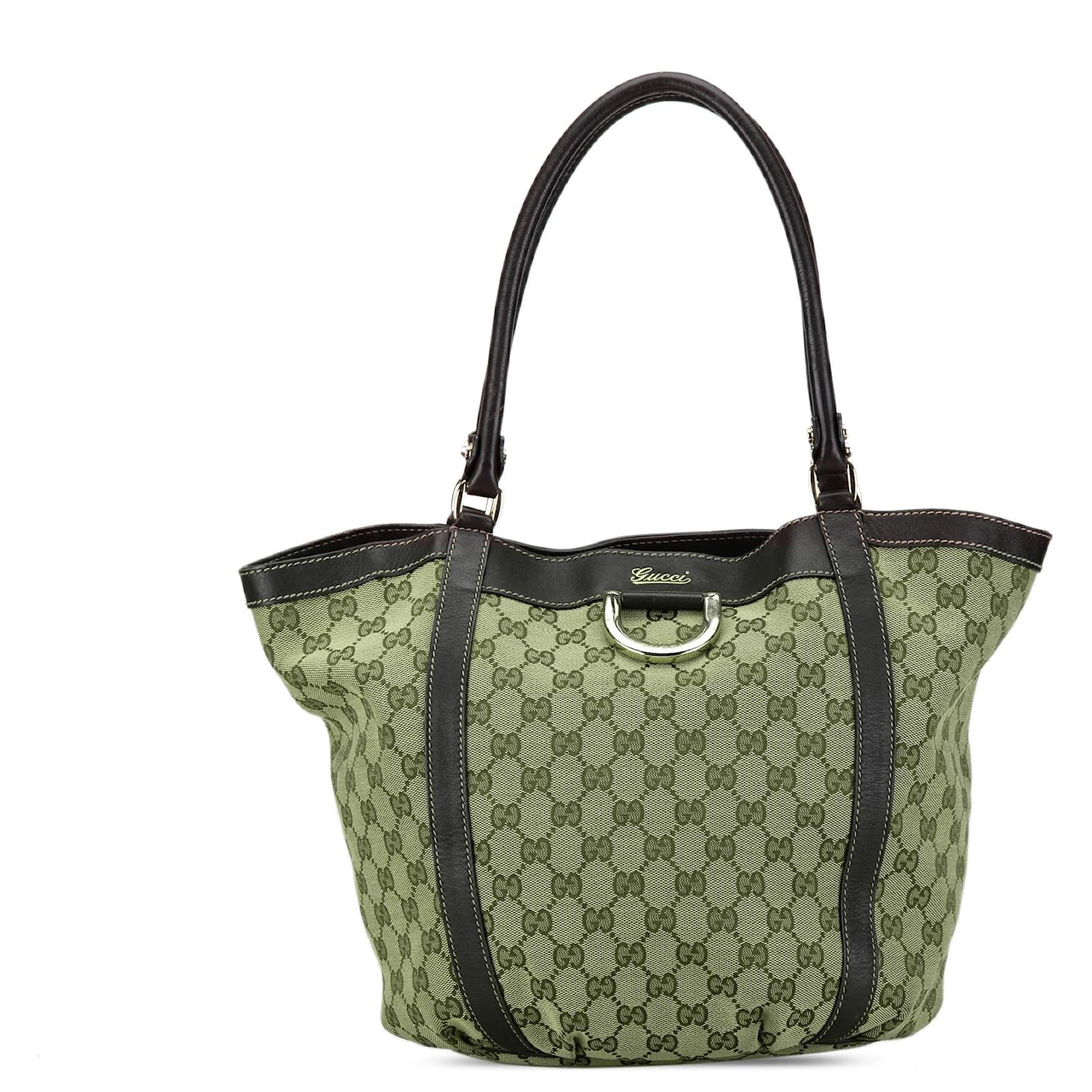 Gucci Brown GG Canvas Abbey D Ring Tote Beige Pony-style calfskin Cloth  ref.2320550