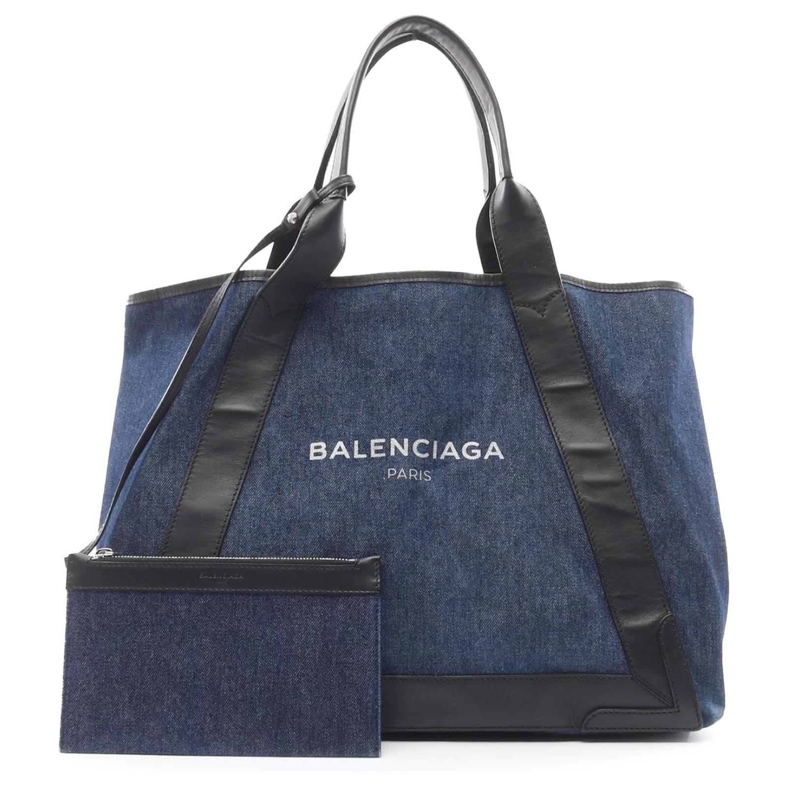 Balenciaga Blue Denim Navy Cabas M Black Cloth  ref.2320561