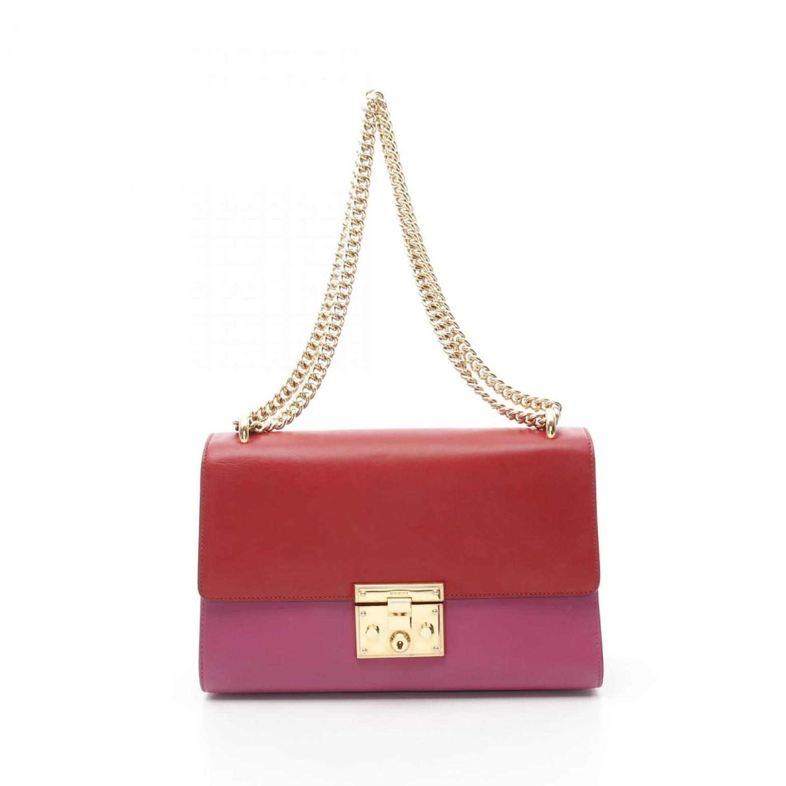 GUCCI Padlock Shoulder Bag Pink Red Leather  ref.2320513