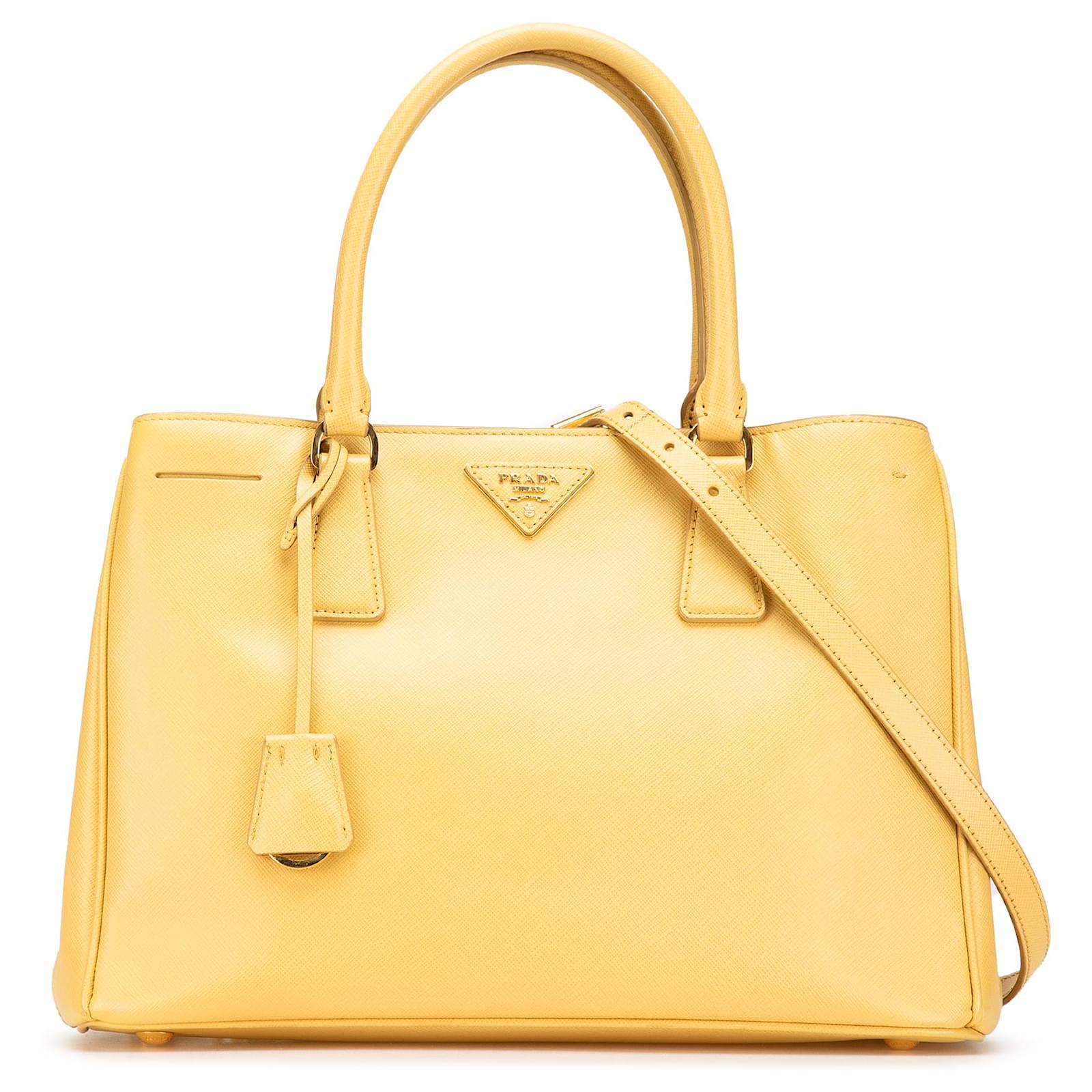 Prada Yellow Small Saffiano Lux Galleria Satchel Leather  ref.2320507