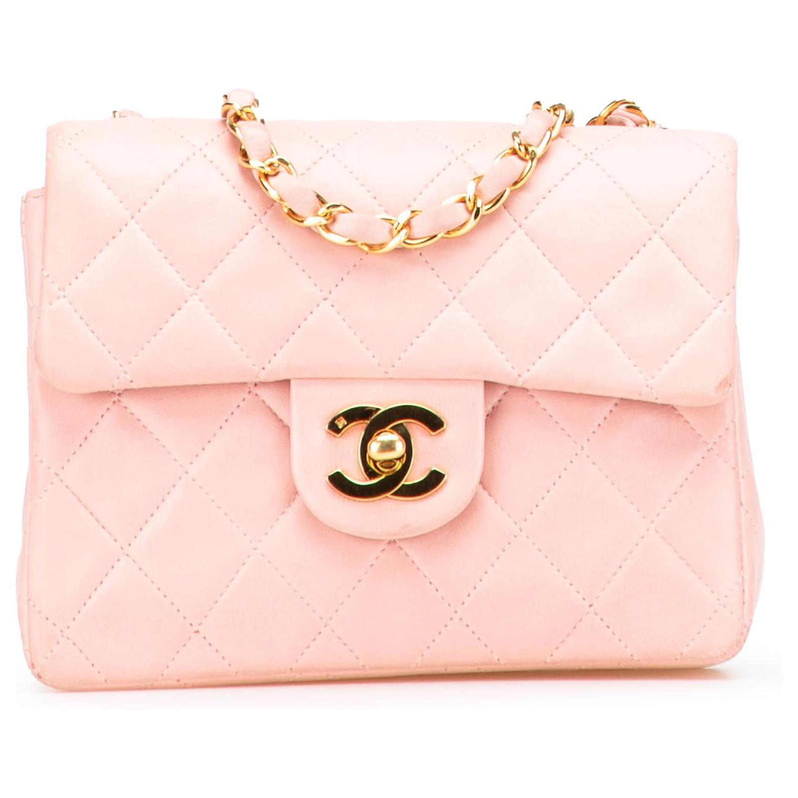 Chanel Pink Mini Square Classic Lambskin Single Flap Leather  ref.2320530