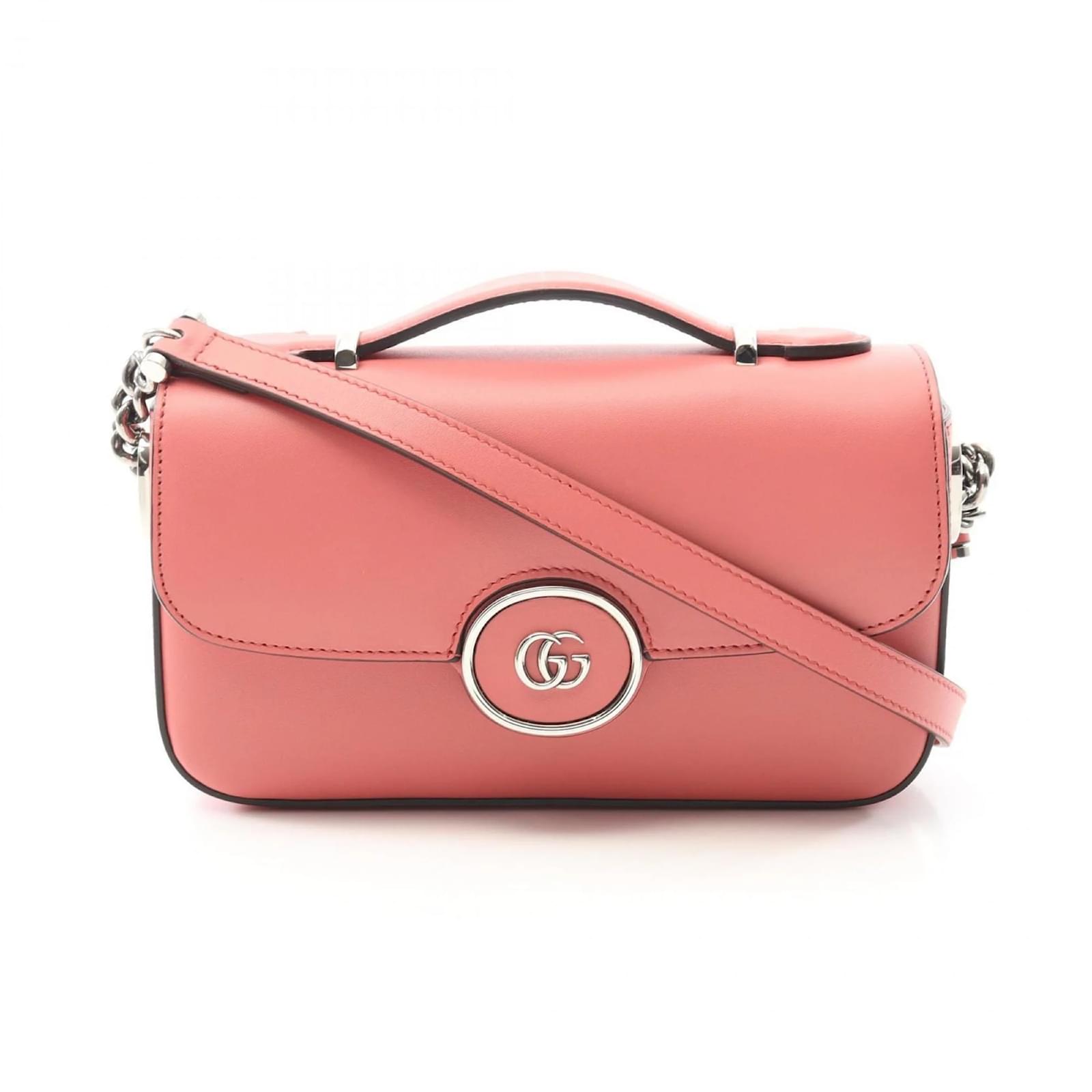 GUCCI Double G Leather Shoulder Bag Pink  ref.2320451