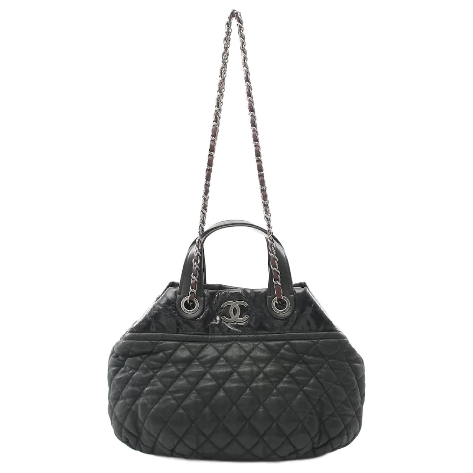 Chanel In The Mix Shoulder Bag Black Green Leather  ref.2320418