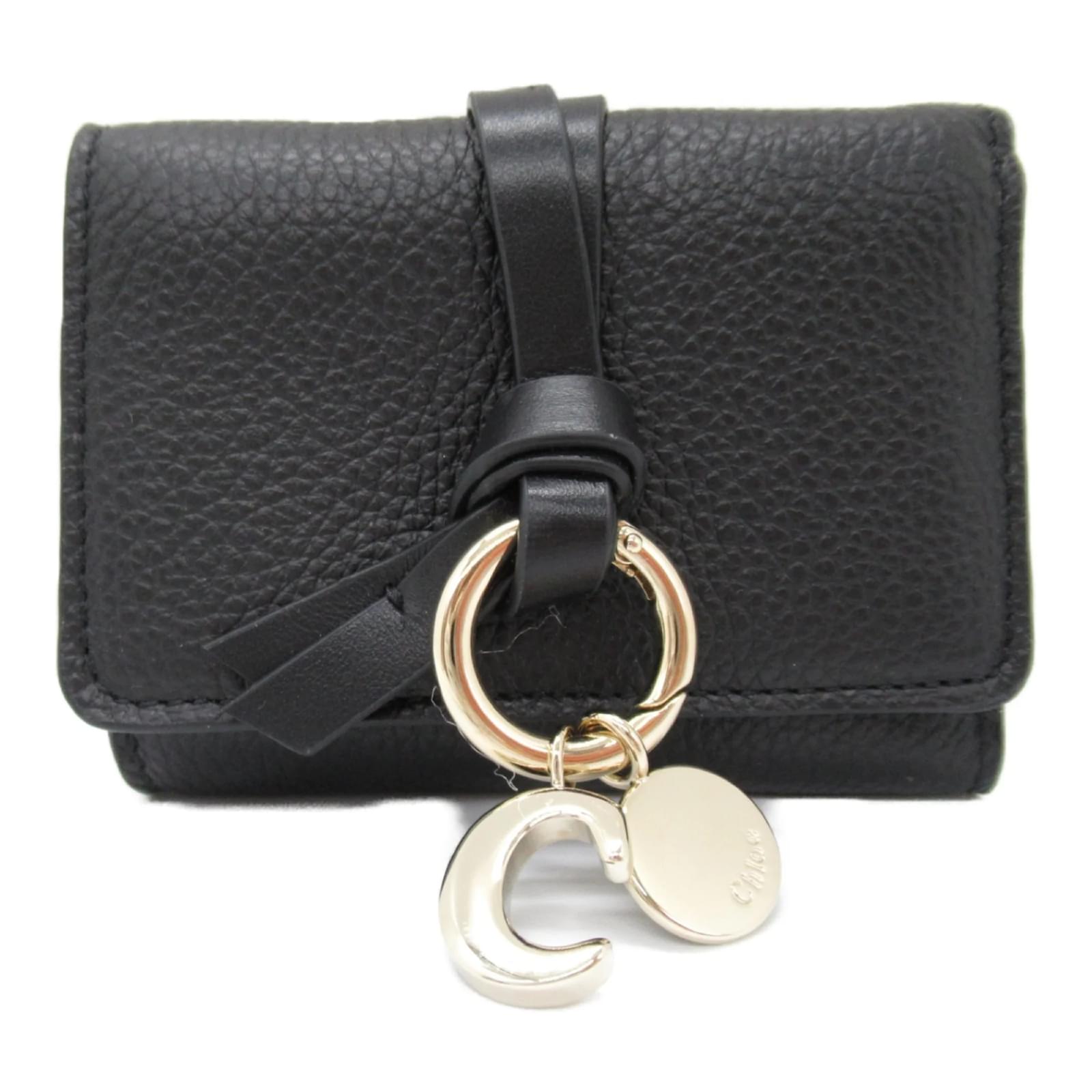 Chloé Black Leather Tri-fold Wallet  ref.2320417