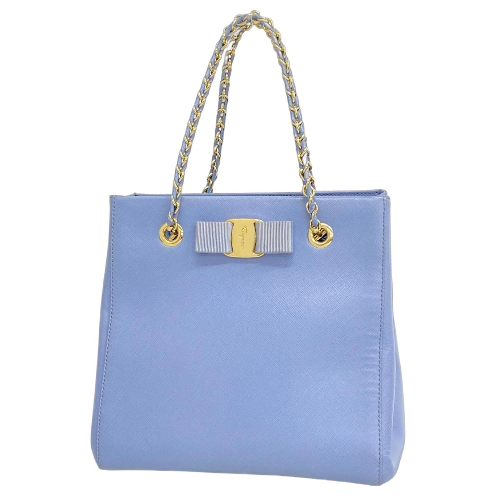 Salvatore Ferragamo Vara Leather Handbag Light blue  ref.2320399