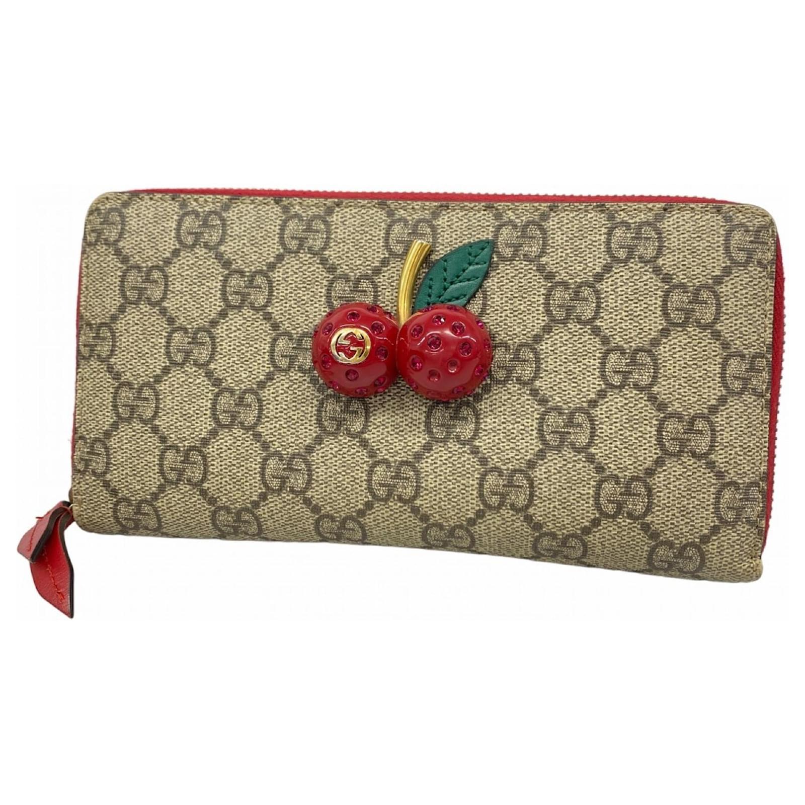 Gucci Long Wallet GG Supreme Cherry Red Beige Plastic  ref.2268098