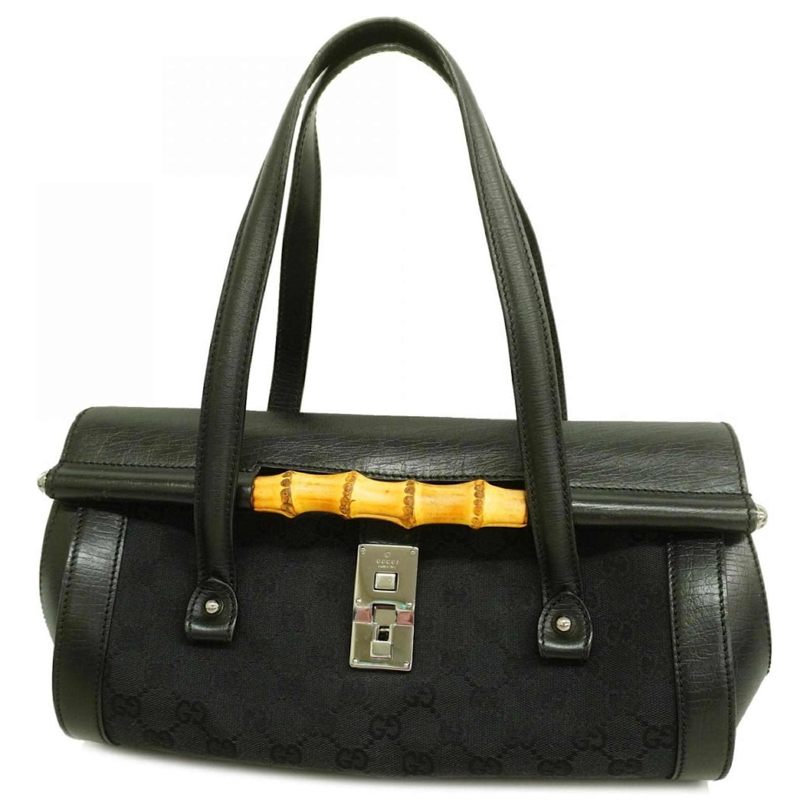 Gucci Handbag GG Canvas Bamboo 111713 Black Cloth  ref.2253287