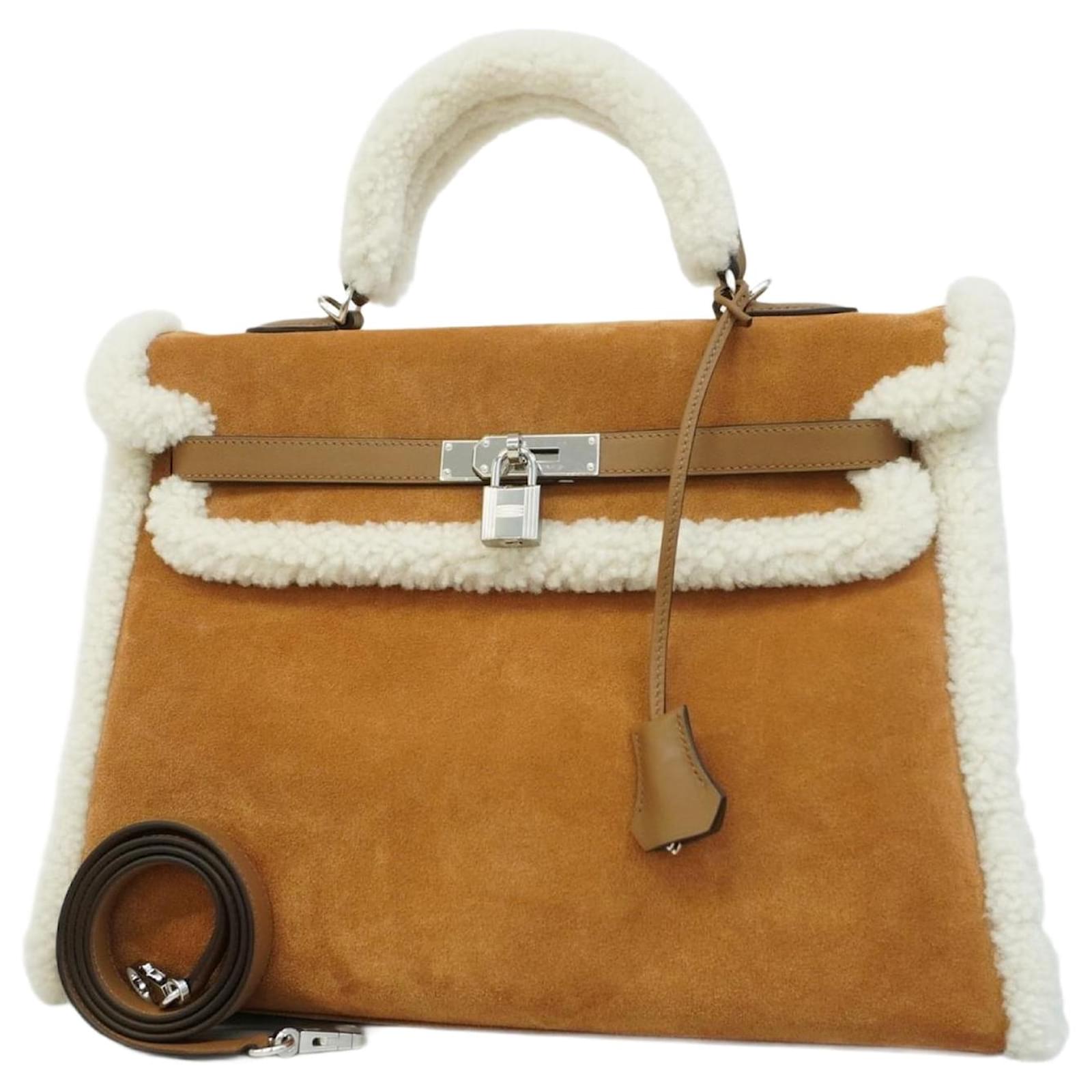 Hermès Hermes Kelly Teddy 35 Handbag Brown Leather  ref.2011195