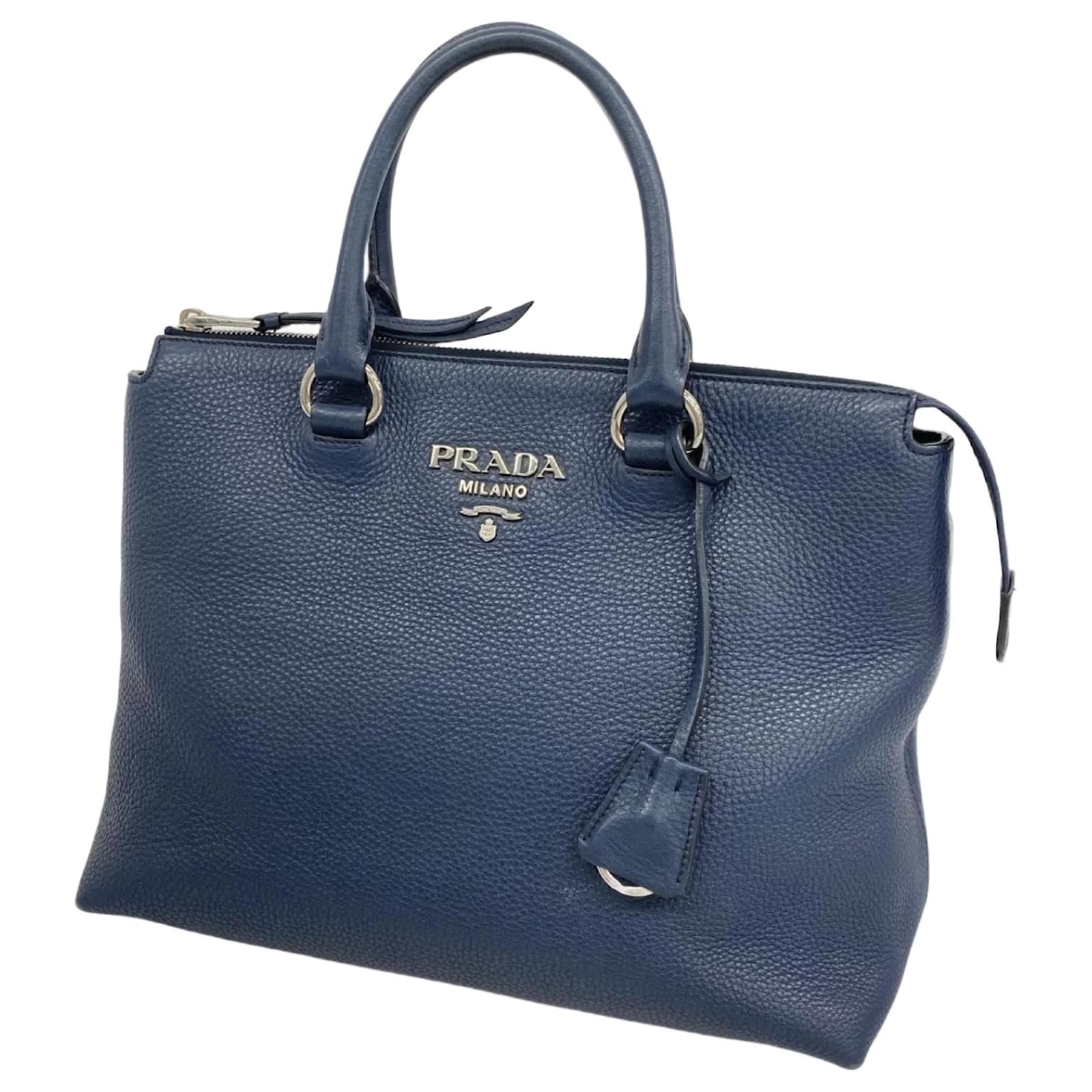 Prada Navy Leather Handbag Navy blue  ref.2267294