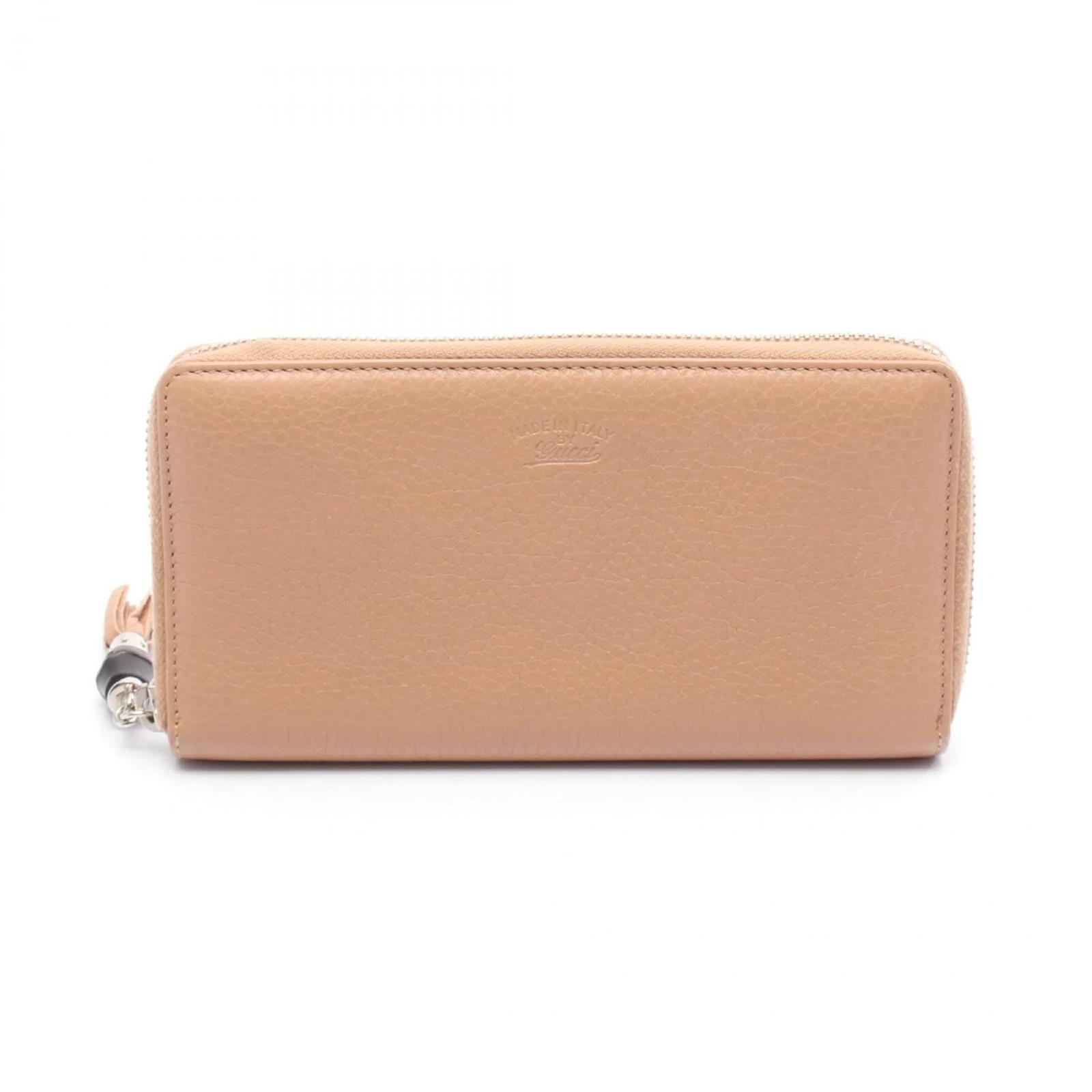 Gucci Bamboo Round Long Wallet Pink Leather  ref.2320342