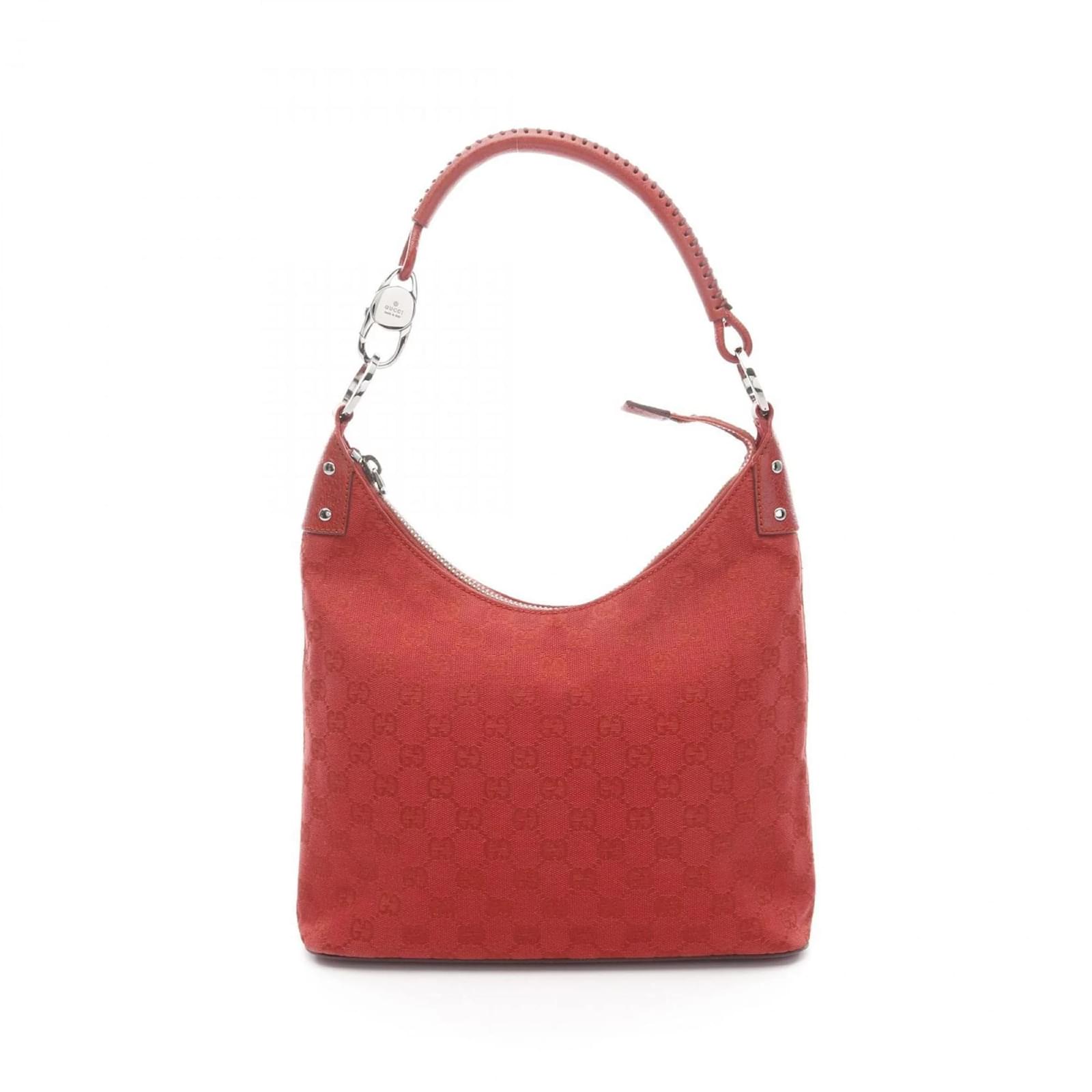 Gucci GG Canvas Shoulder Bag Red Leather Cloth  ref.2320337