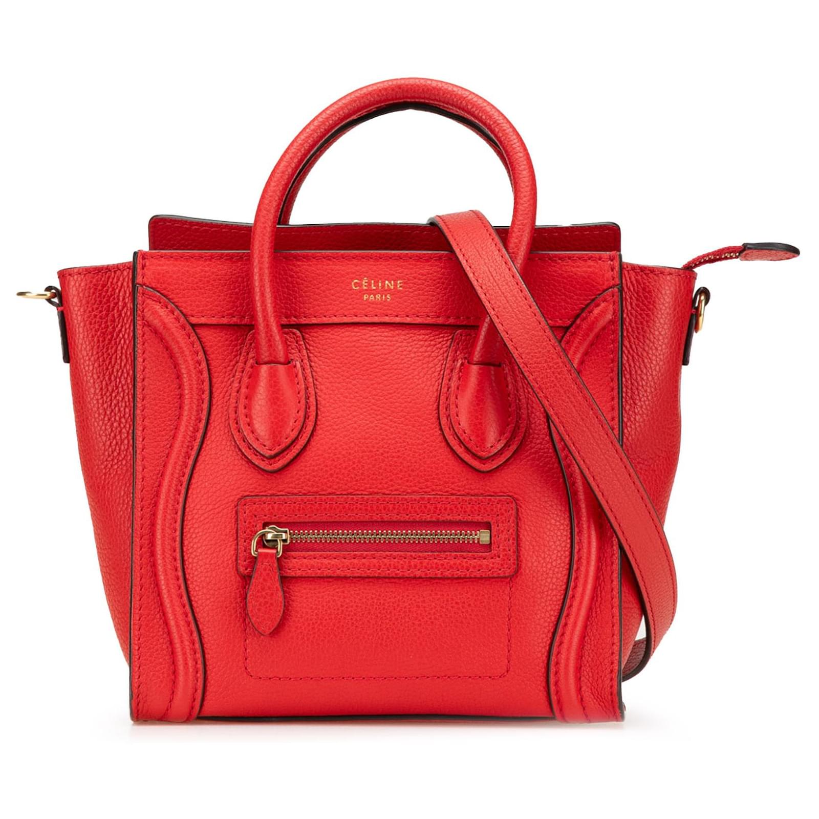 Céline Celine Red Nano Leather Luggage Tote Pony-style calfskin  ref.2320320