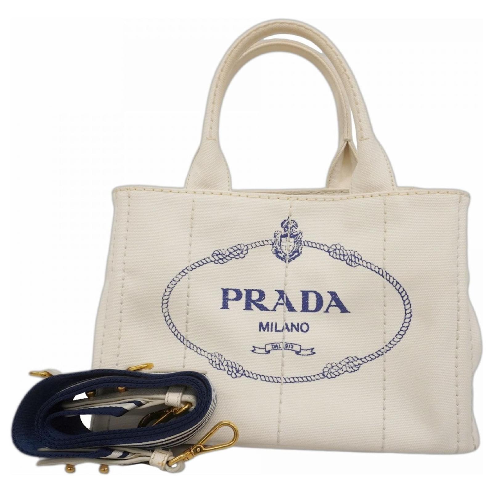 Prada White Canapa Canvas Tote Bag Cloth  ref.2268739