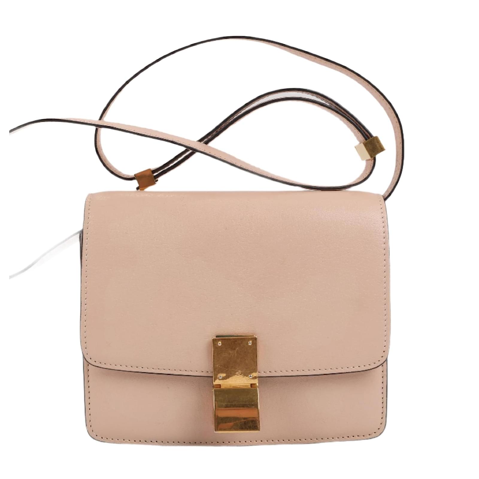Céline CELINE Classic Box Small Leather Shoulder Bag in Powder Beige  ref.2320205