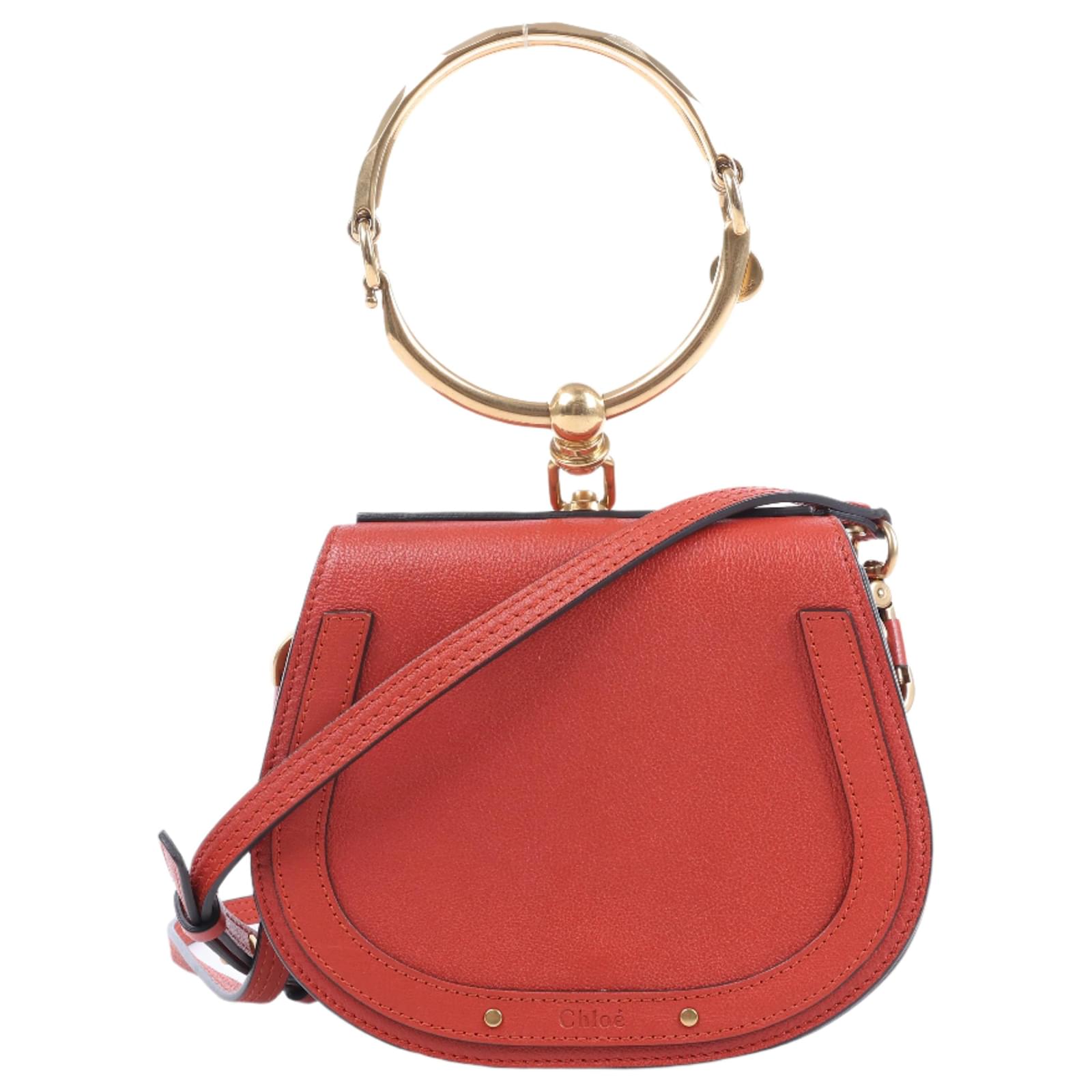 Chloé CHLOE Nile Bracelet Leather Small 2Way Shoulder Bag in Red  ref.2320175