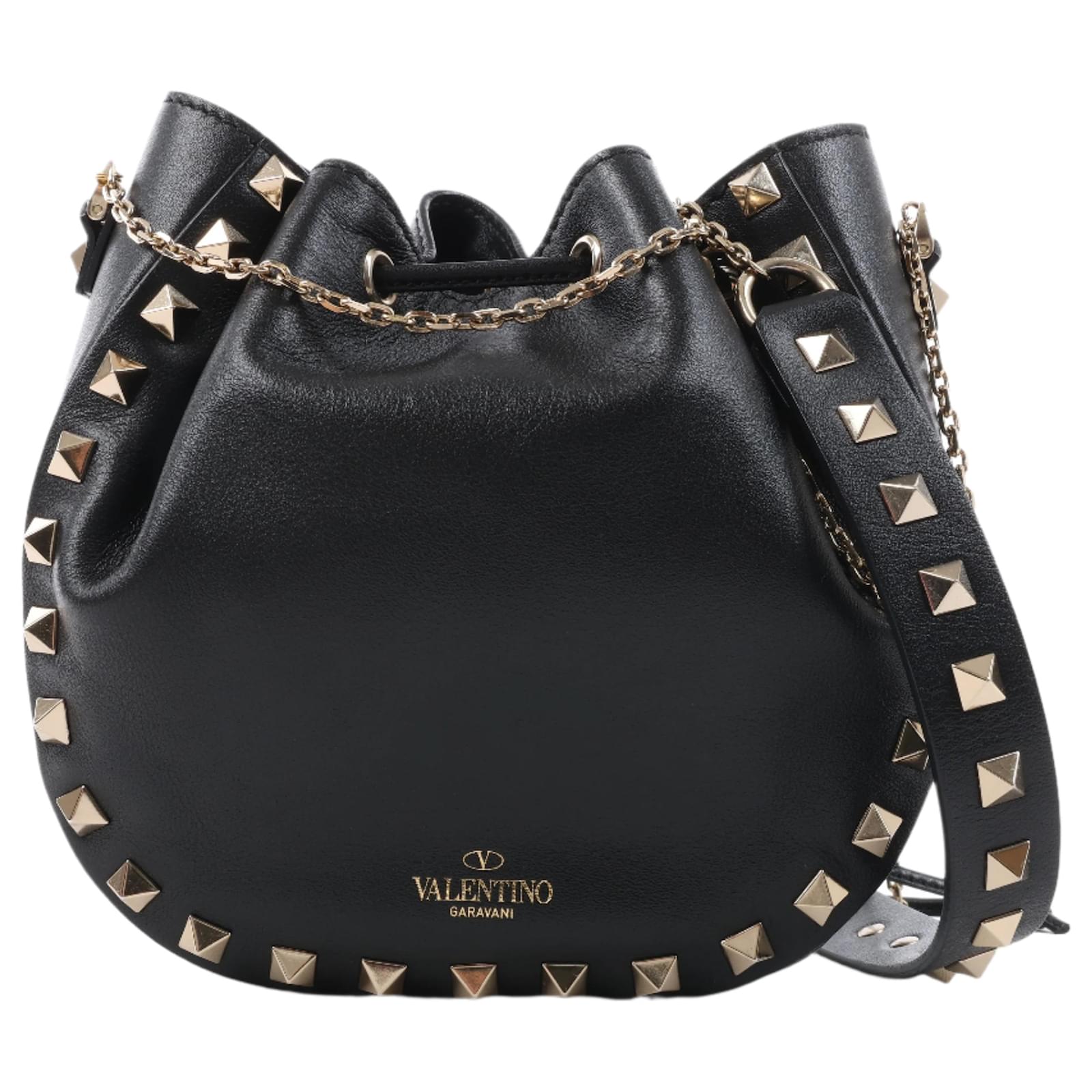 Valentino Garavani Rockstuds Leather Chain Shoulder Bag in Black  ref.2320145