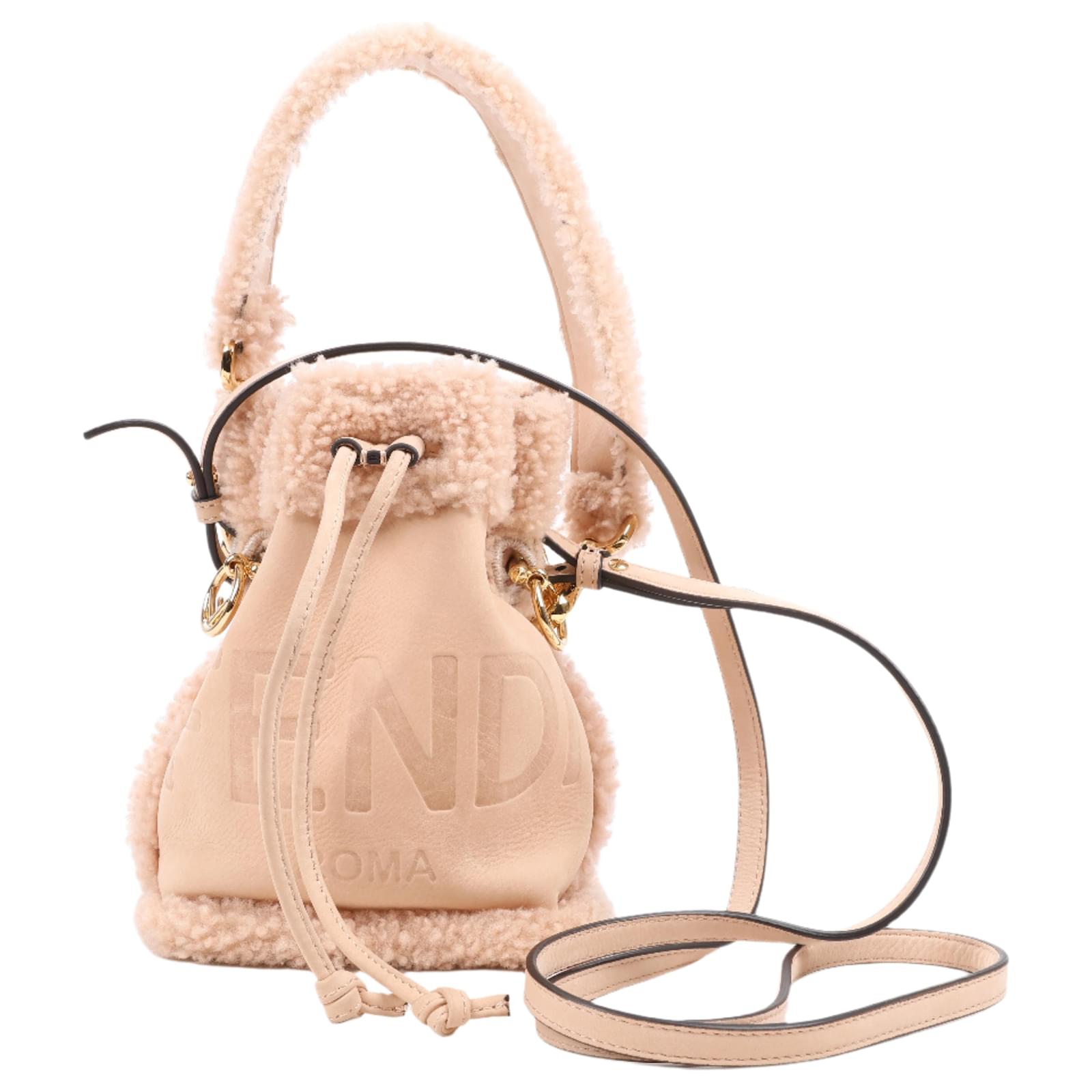 Fendi Mon Tresor Mini Mouton 2Way Shoulder Bag in Powder Beige 8BS010 Pink Leather  ref.2320140