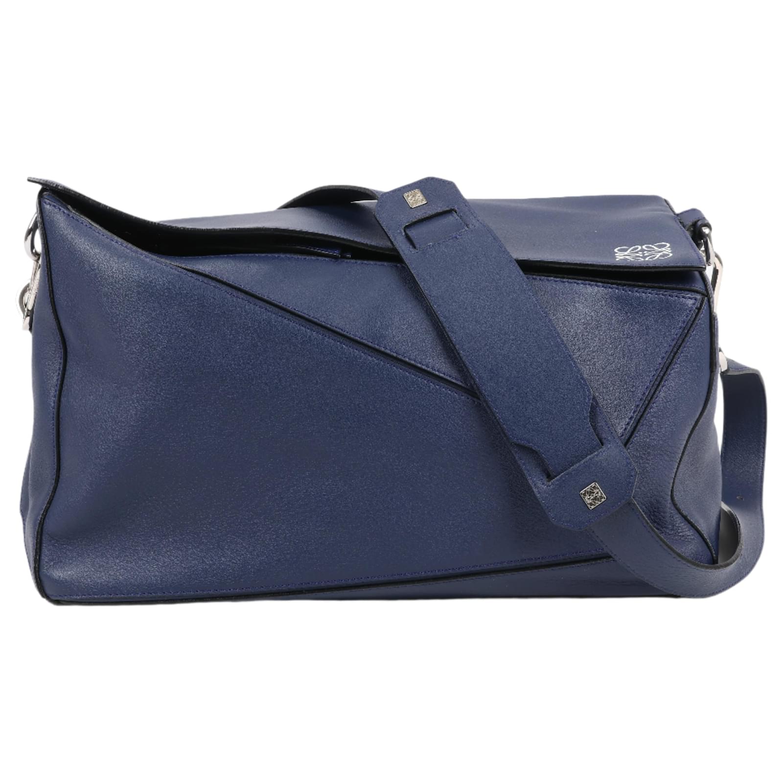 LOEWE Puzzle Large Leather 2Way Handbag in Navy Blue  ref.2320134