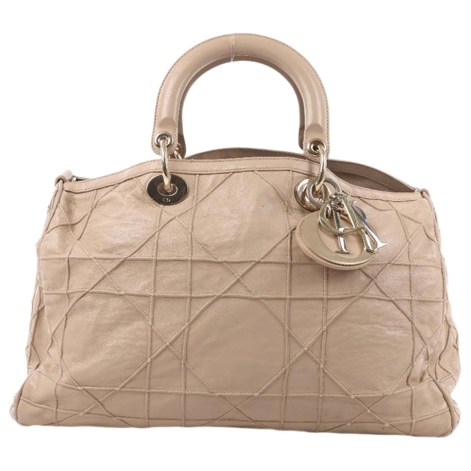 Christian Dior Granville Cannage Leather Handbag in Beige Denim  ref.2320109