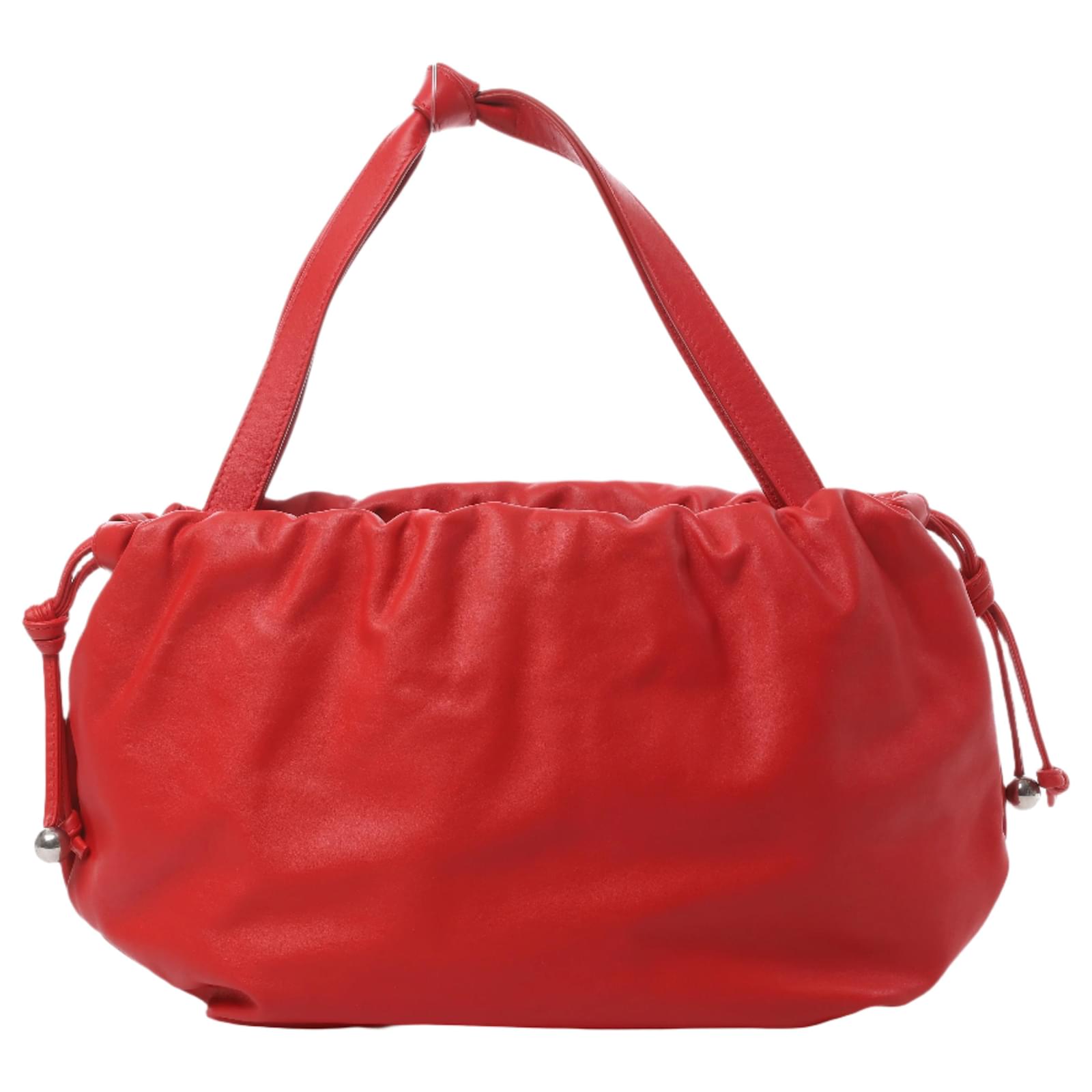 Bottega Veneta Bulb Smooth Leather Shoulder Bag in Red  ref.2320095