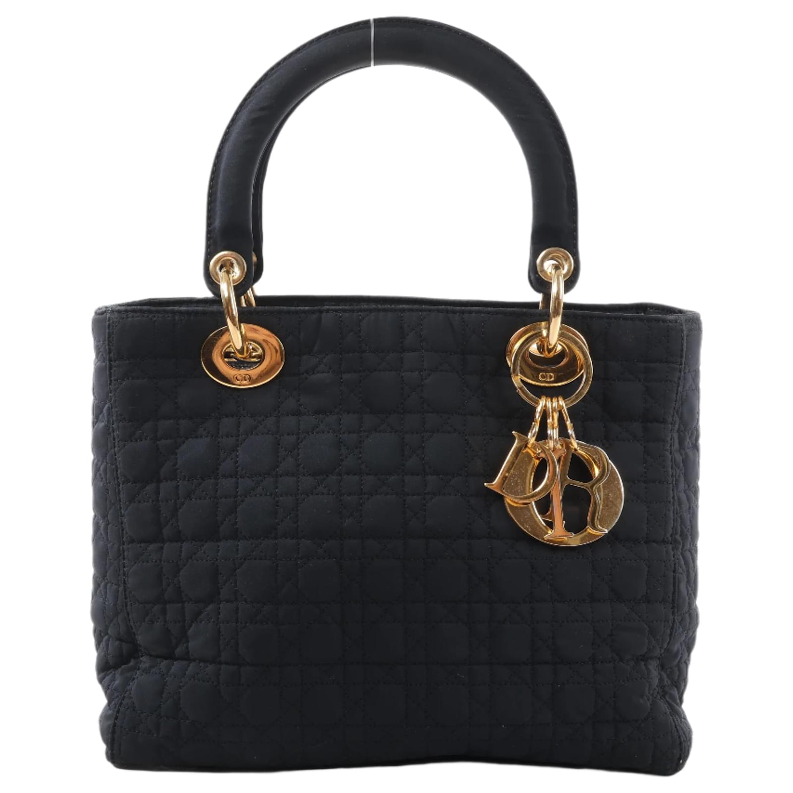 Christian Dior Lady Dior Cannage Nylon Handbag in Black Cloth  ref.2320037