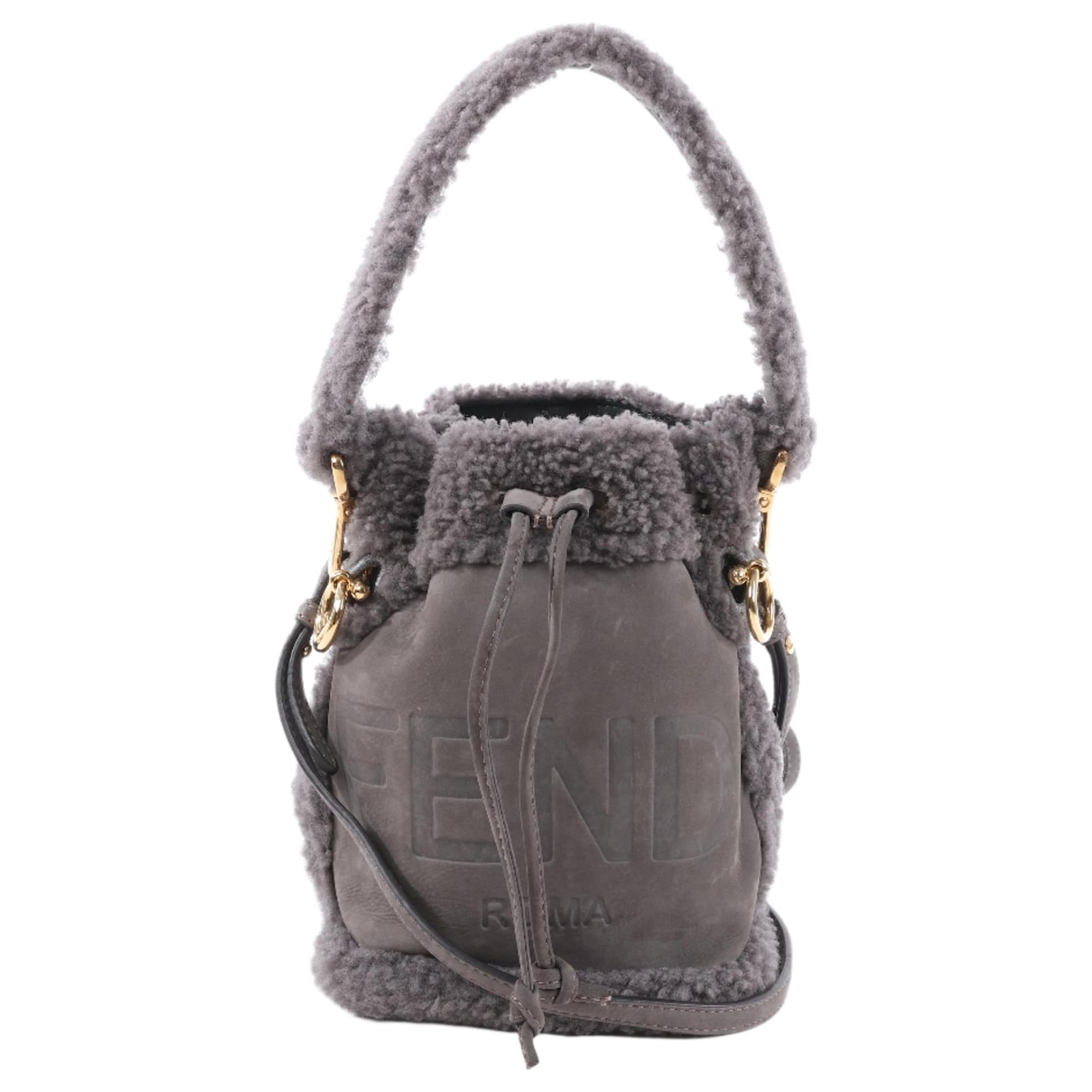 Fendi Mon Tresor Mini Mouton 2Way Shoulder Bag in Gray 8BS010 Grey Suede  ref.2320034