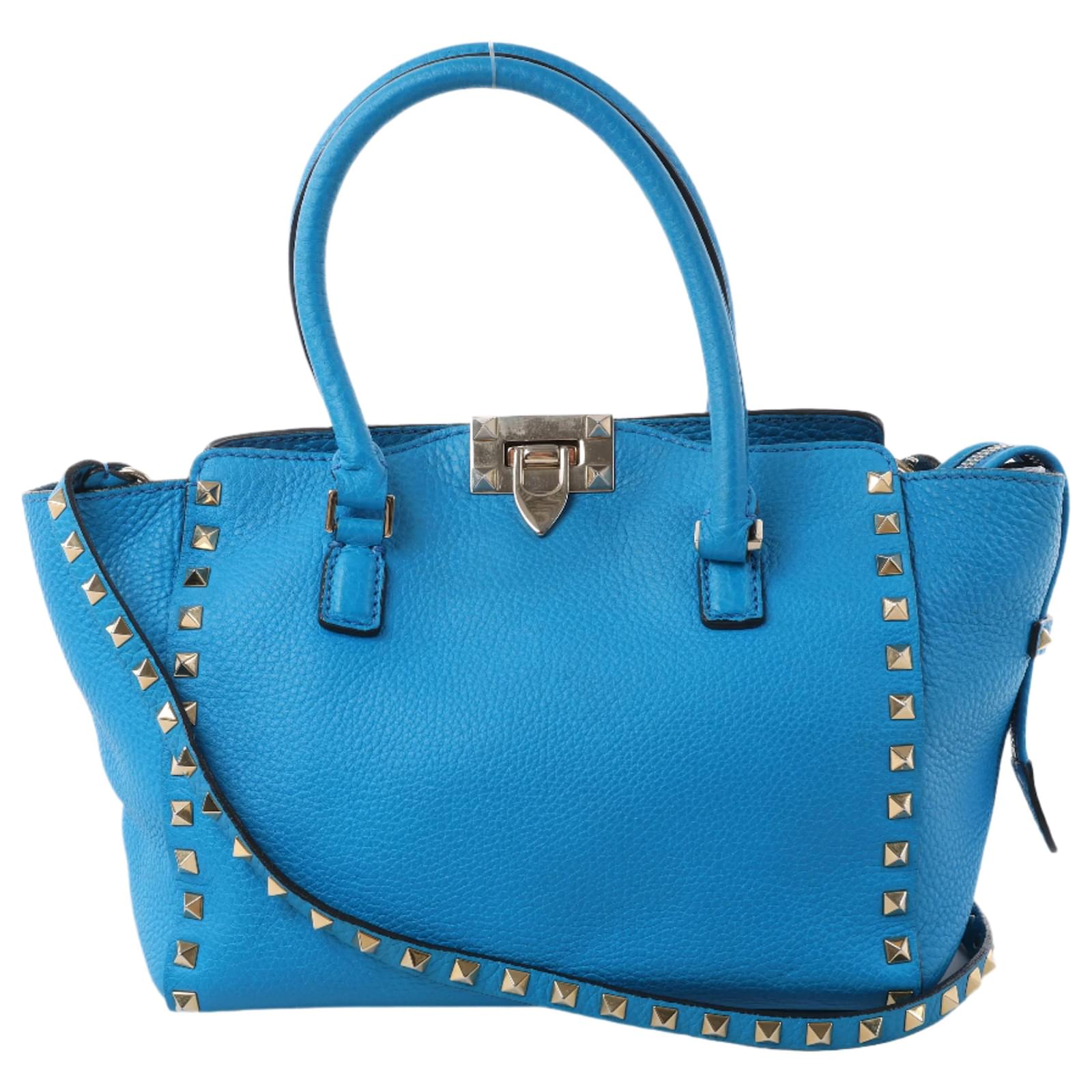 Valentino Garavani Rockstud Leather 2Way Handbag in Blue  ref.2319942