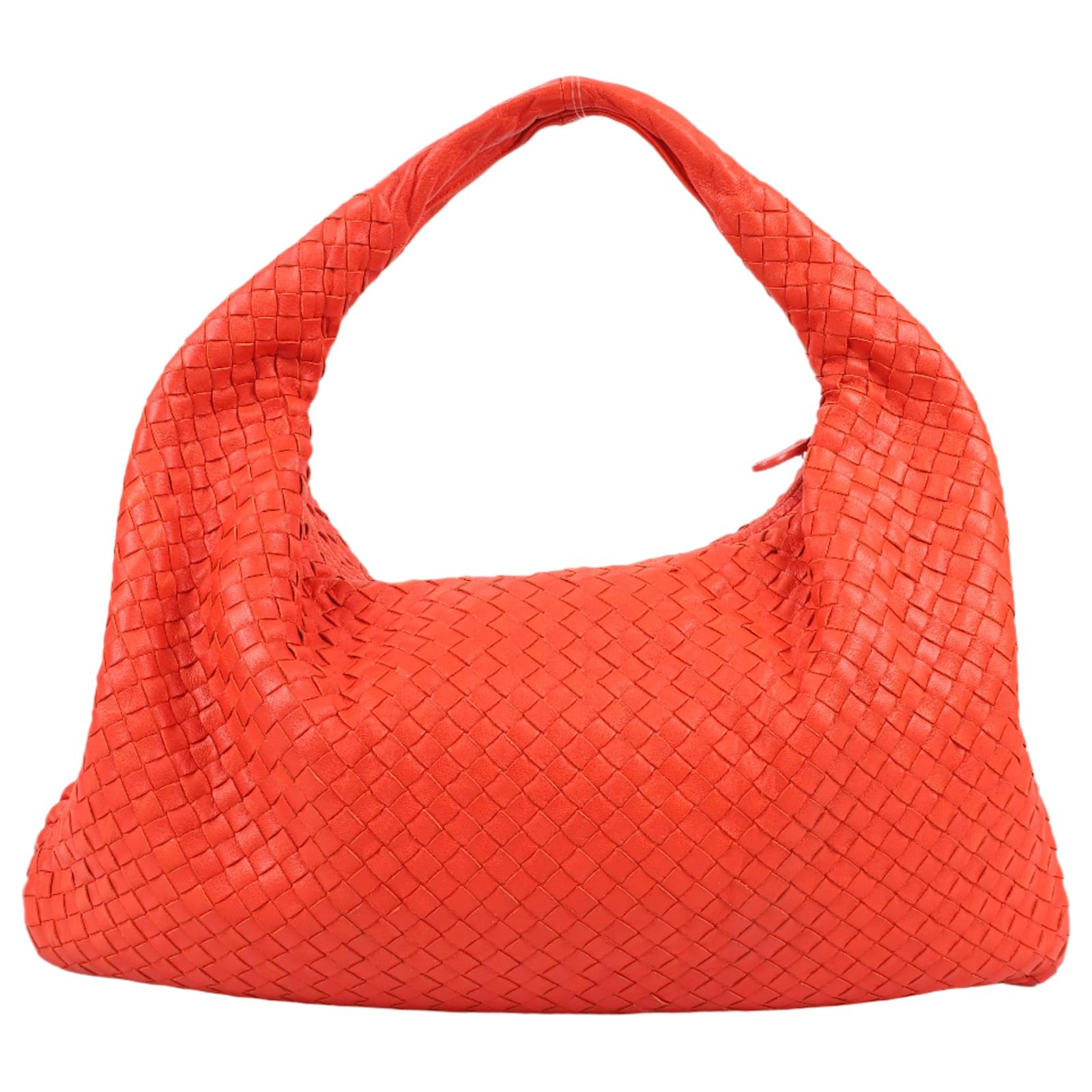 Bottega Veneta Intrecciato Hobo Leather Shoulder Bag in Red Brown  ref.2319931