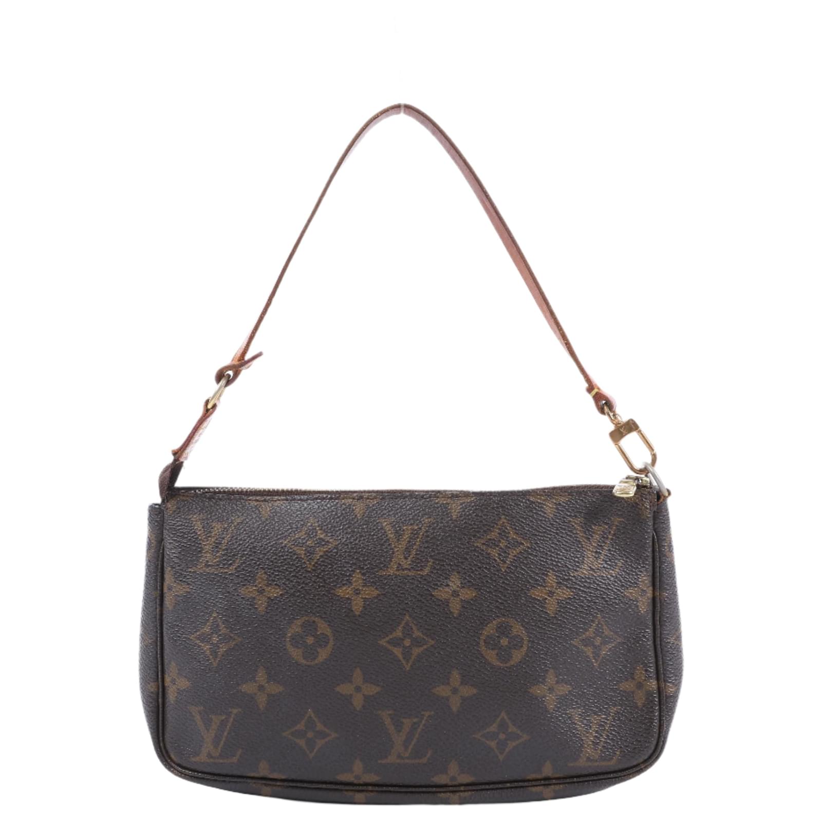 Louis Vuitton Monogram Canvas Pochette Accessoires Handbag M51980 Brown Leather  ref.2319781