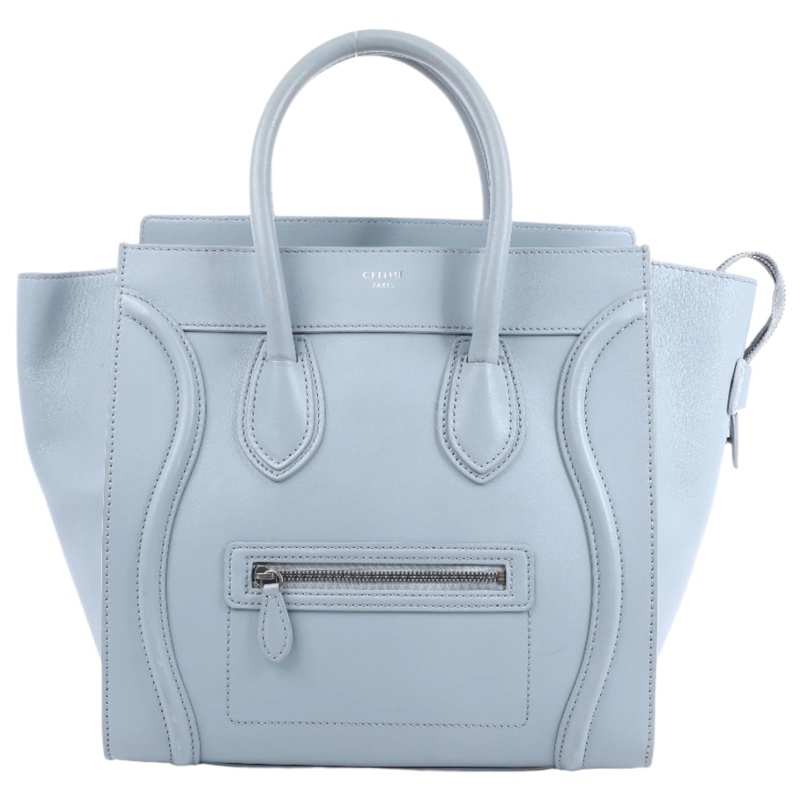 Céline Celine Luggage Mini Leather Handbag in Light Blue  ref.2319773