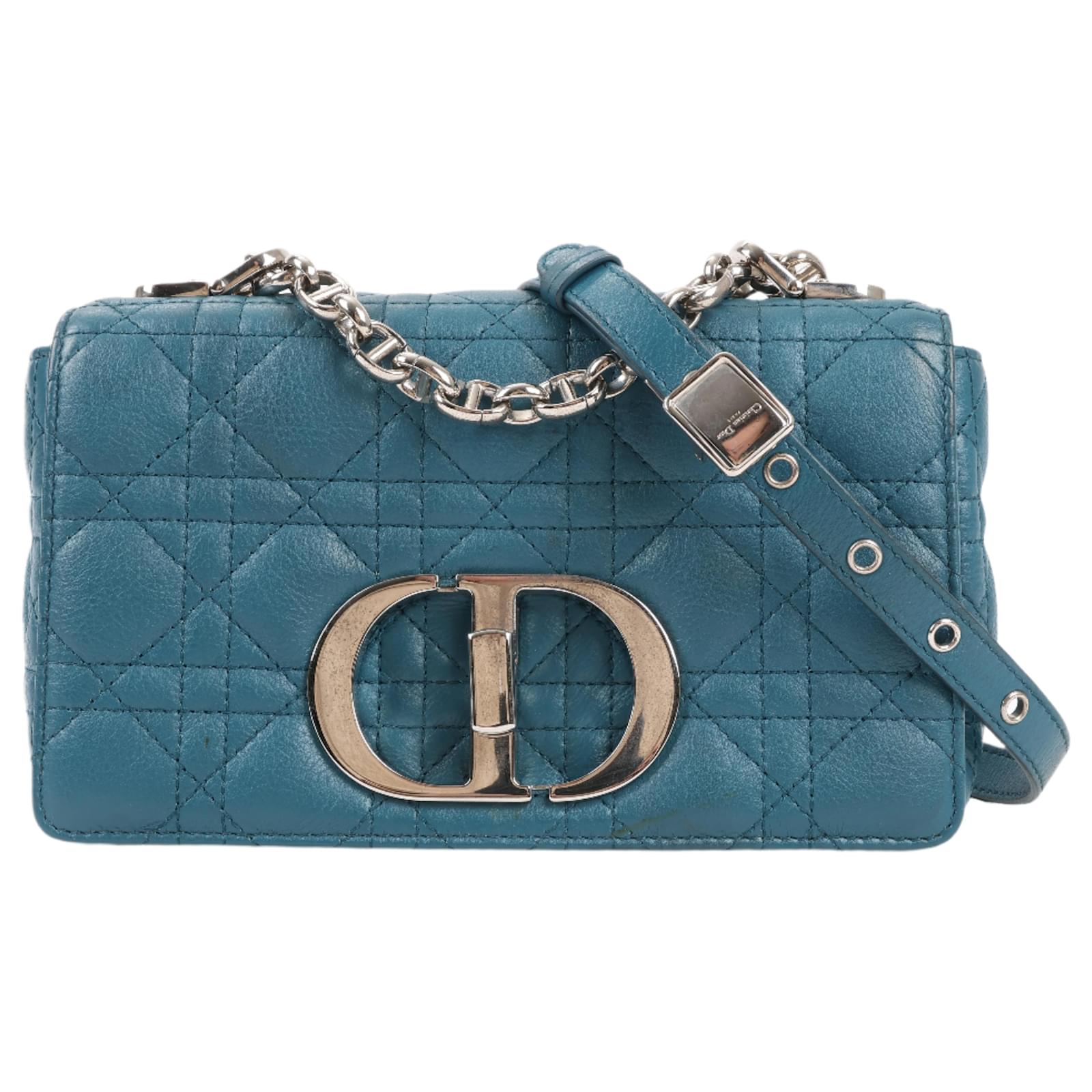 Christian Dior Caro Leather Chain Shoulder Bag in Blue  ref.2319755