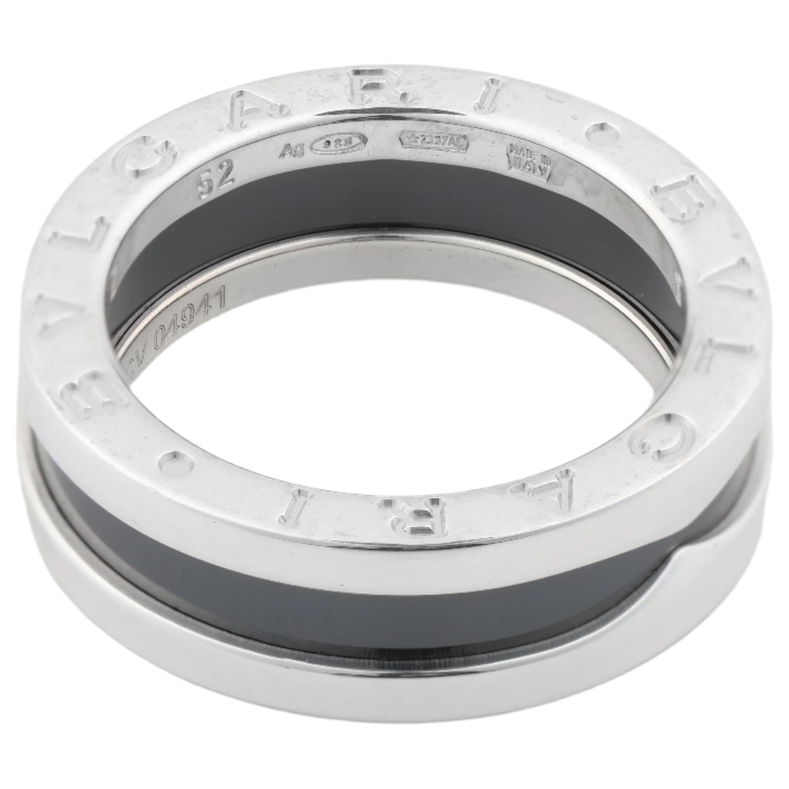 Bulgari Bvlgari B.Zero 1 "Save the Children" Charity Ring 925 x Ceramic 6.2g Black × Silver, Size 52 EU  ref.2319717