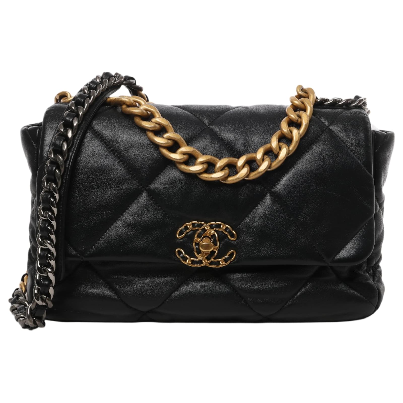 Chanel Chanel 19 Leather Quilted Large Chain 2Way Handbag in Black PCJH2UJ8 AS1161 Pink  ref.2319711