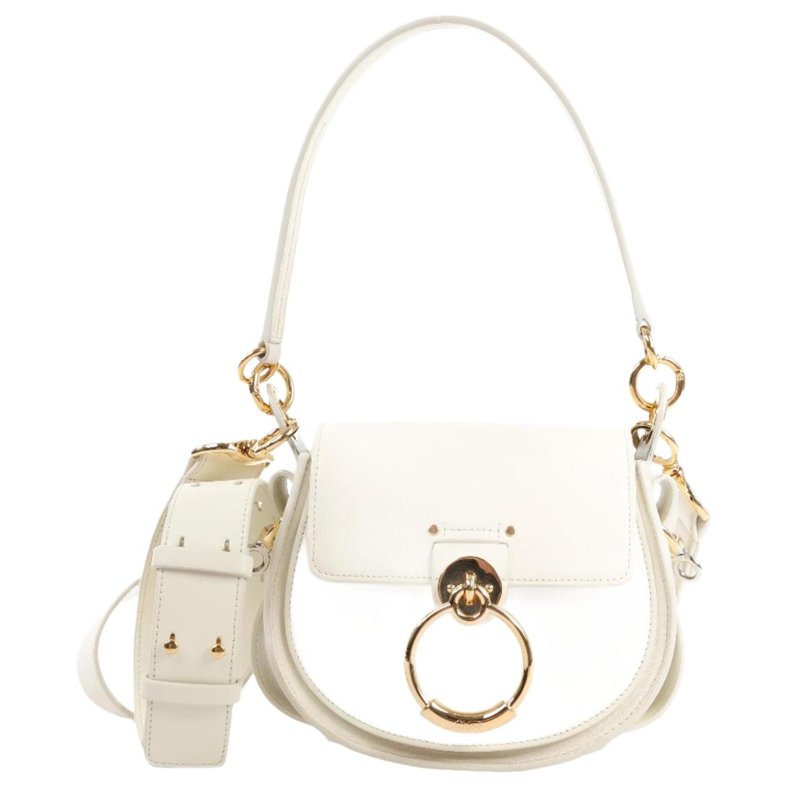 CHLOÉ Tess Small Leather 2Way Handbag in Ecru Beige  ref.2319664