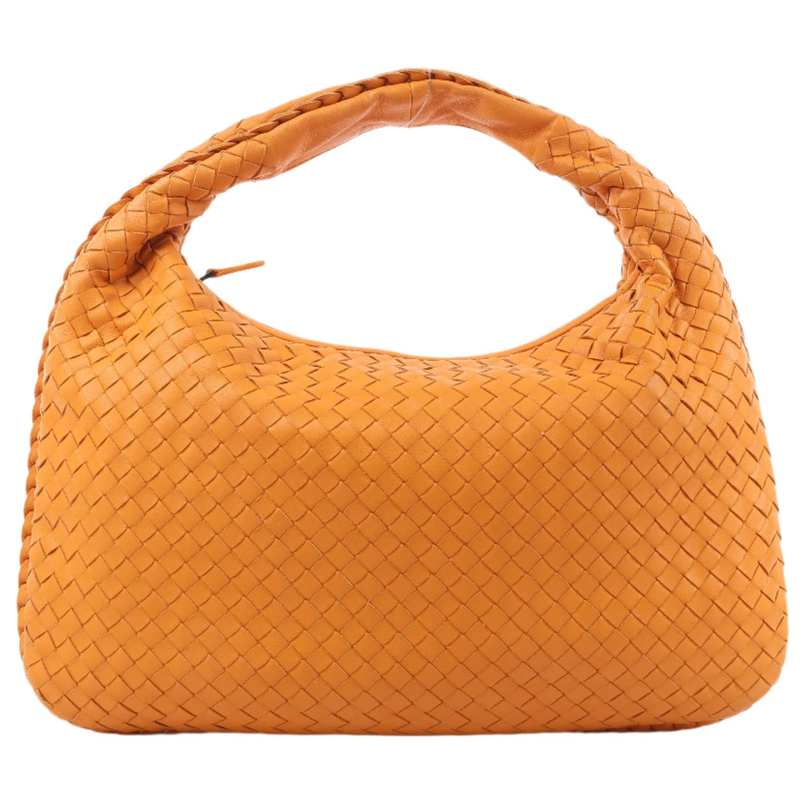 Bottega Veneta Intrecciato Hobo Leather Shoulder Bag in Orange  ref.2319624