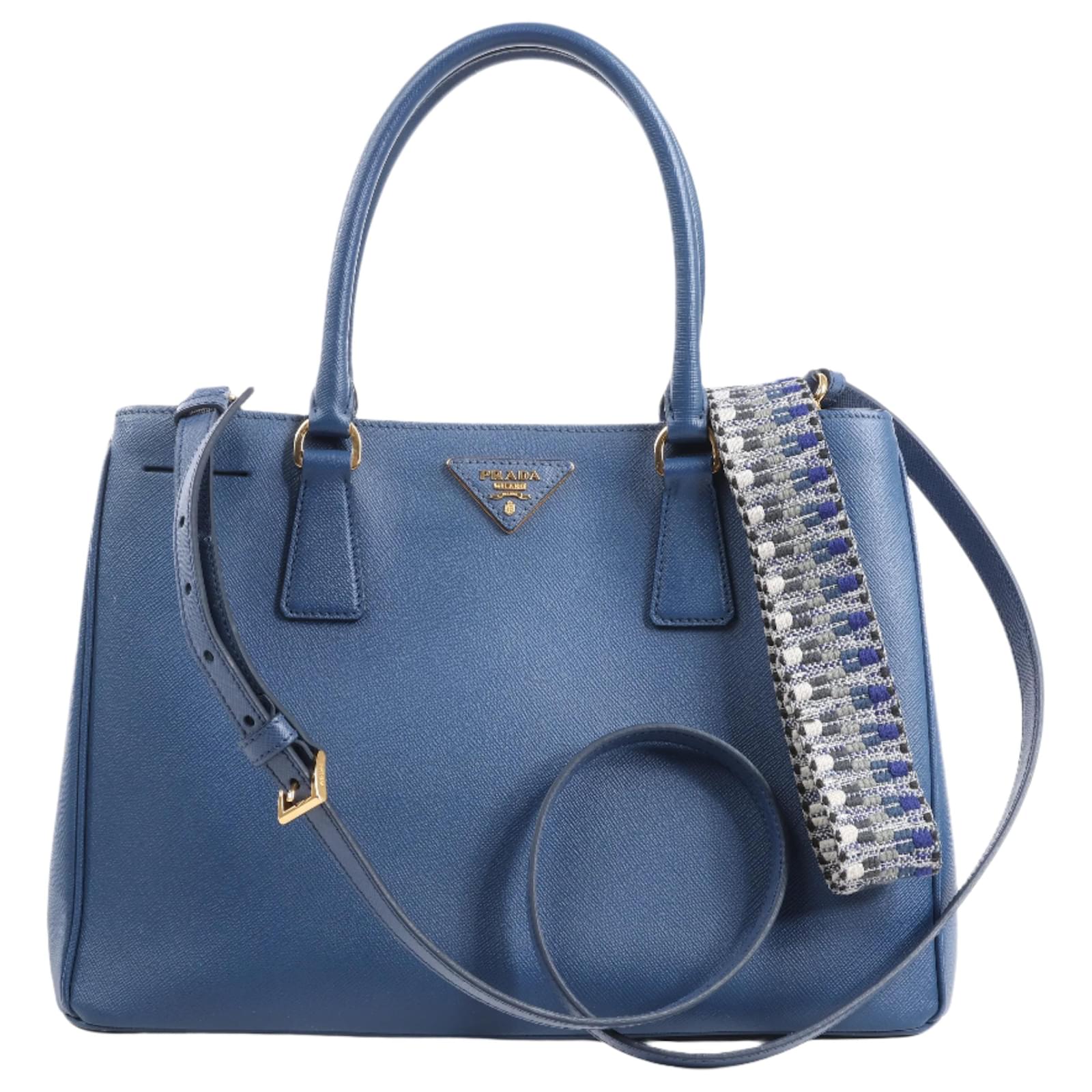 Prada Galleria Saffiano Lux Leather Handbag in Blue  ref.2319575