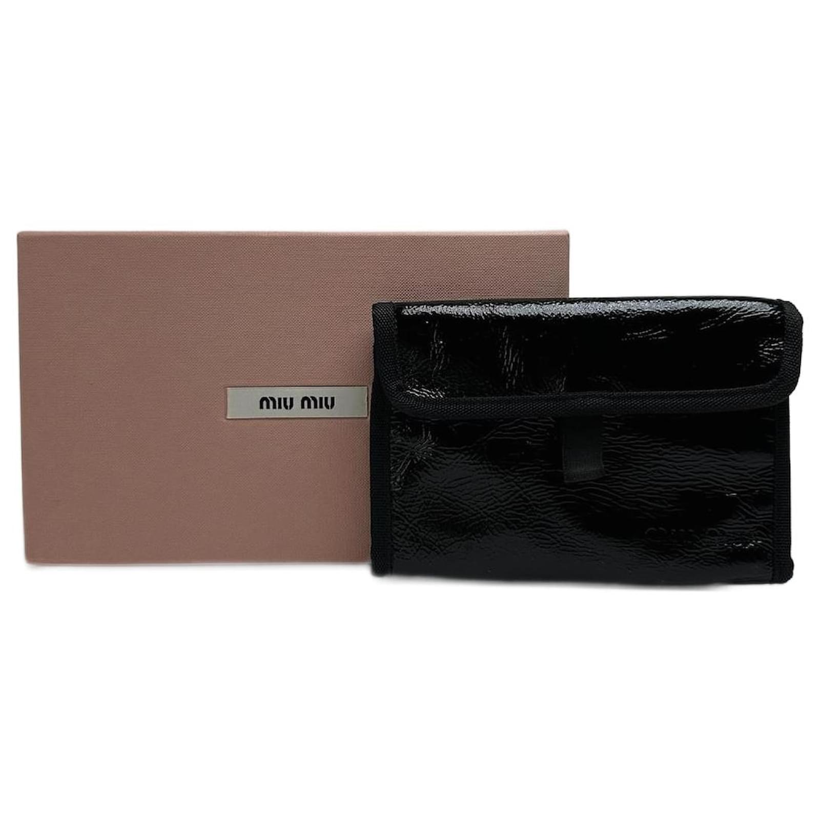 Vintage Miu Miu Canvas Wallet black Patent leather  ref.2319474