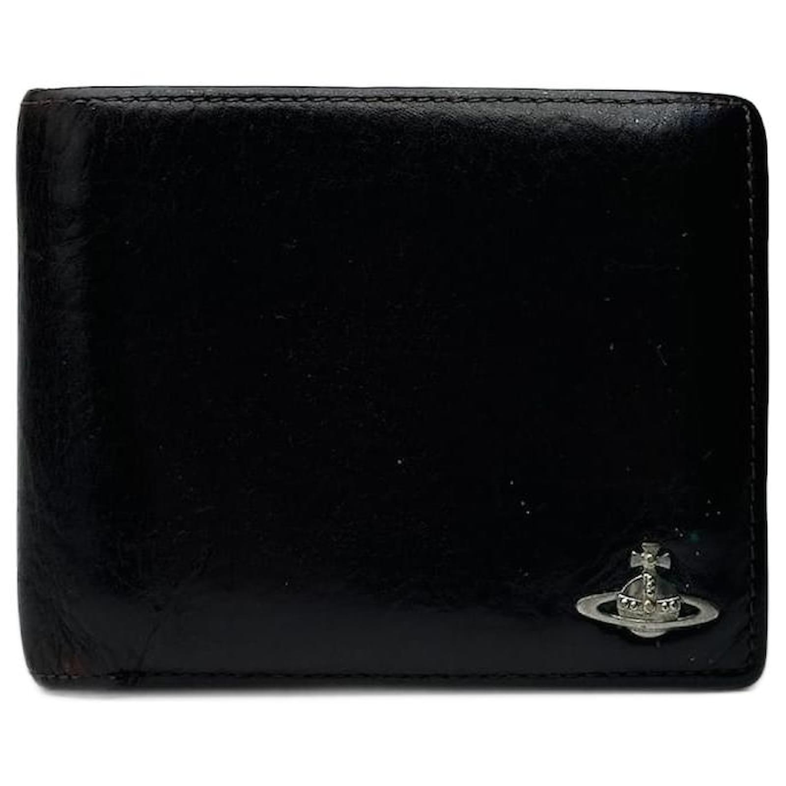 Vintage Vivienne Westwood orb leather wallet Black  ref.2319468