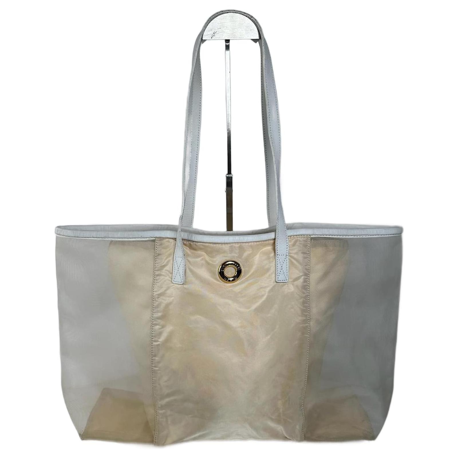 Céline Vintage Celine Paris transparent shopper bag white Polyester  ref.2319452