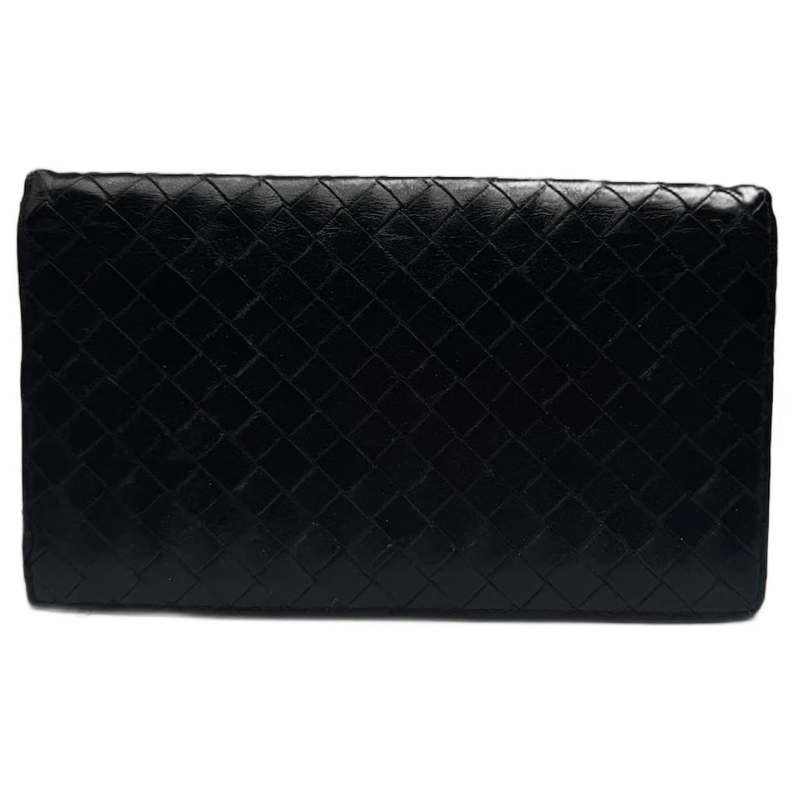Vintage Bottega Veneta Intrecciato Leather Card / ID Holder Black  ref.2319451