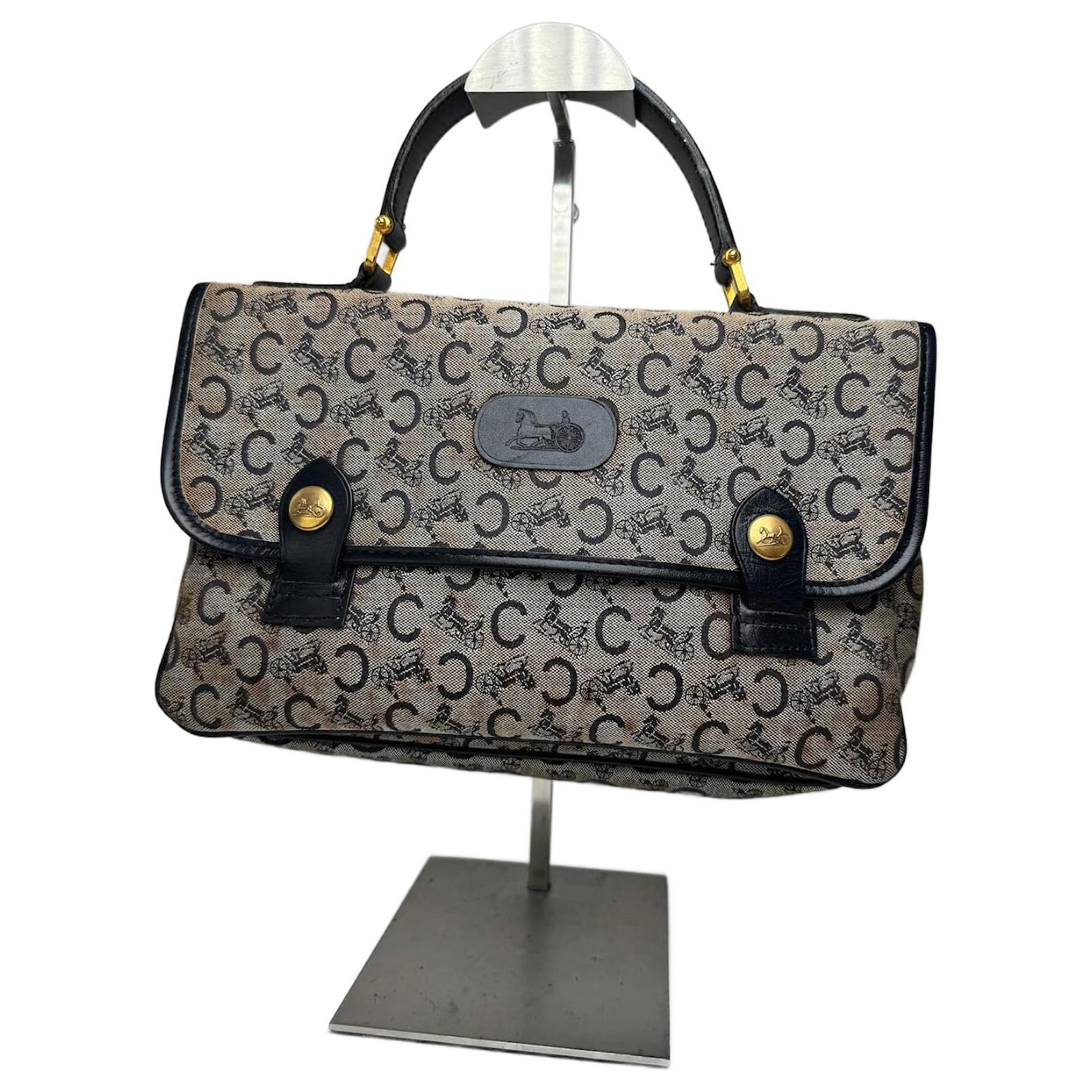 Céline Vintage Celine Paris Monogram Bag Black Leather  ref.2319436