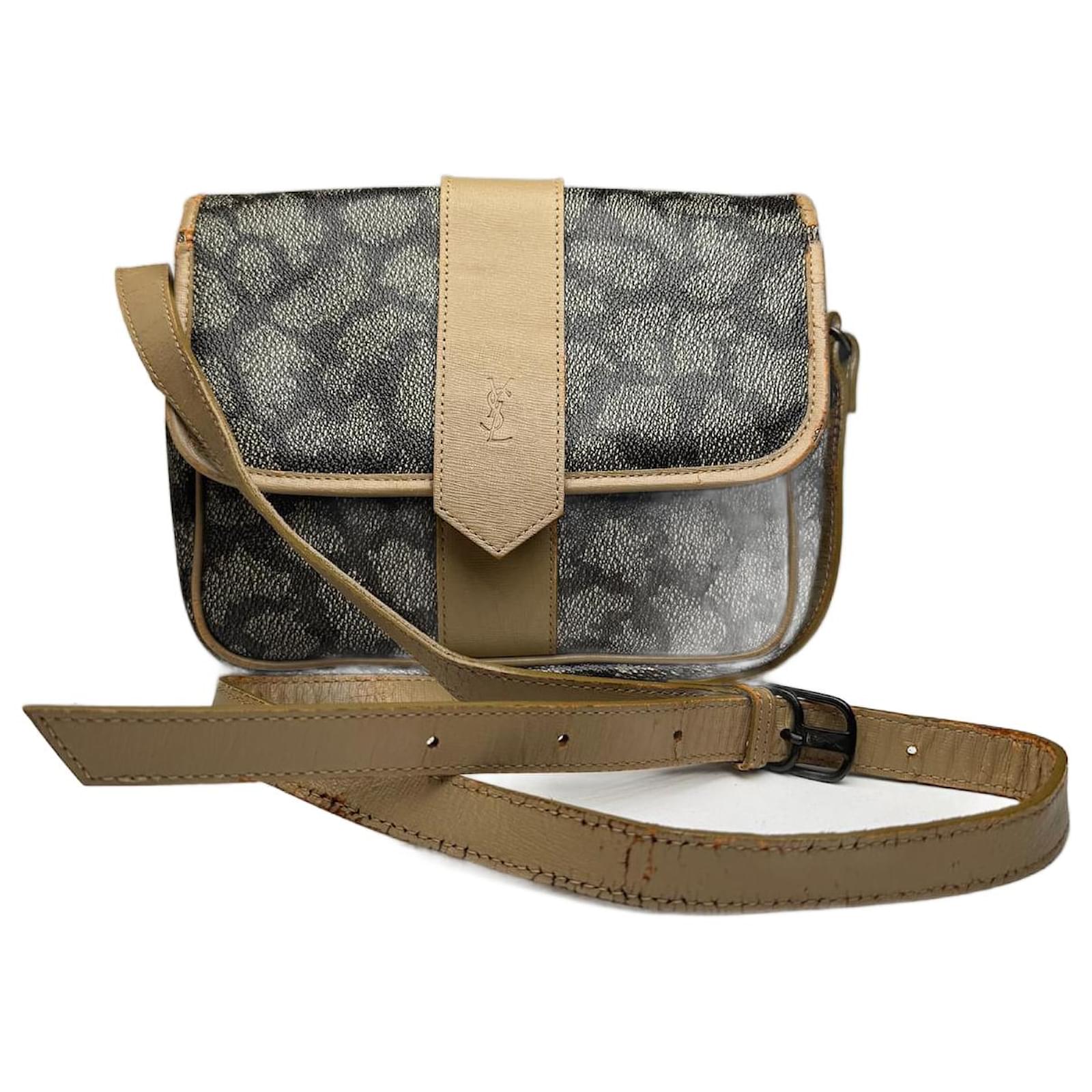 Vintage Yves Saint Laurent Leather bag grey brown Black  ref.2319408