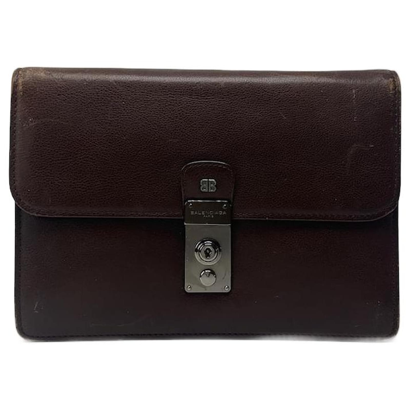 Vintage Balenciaga Leather clutch brown  ref.2319388
