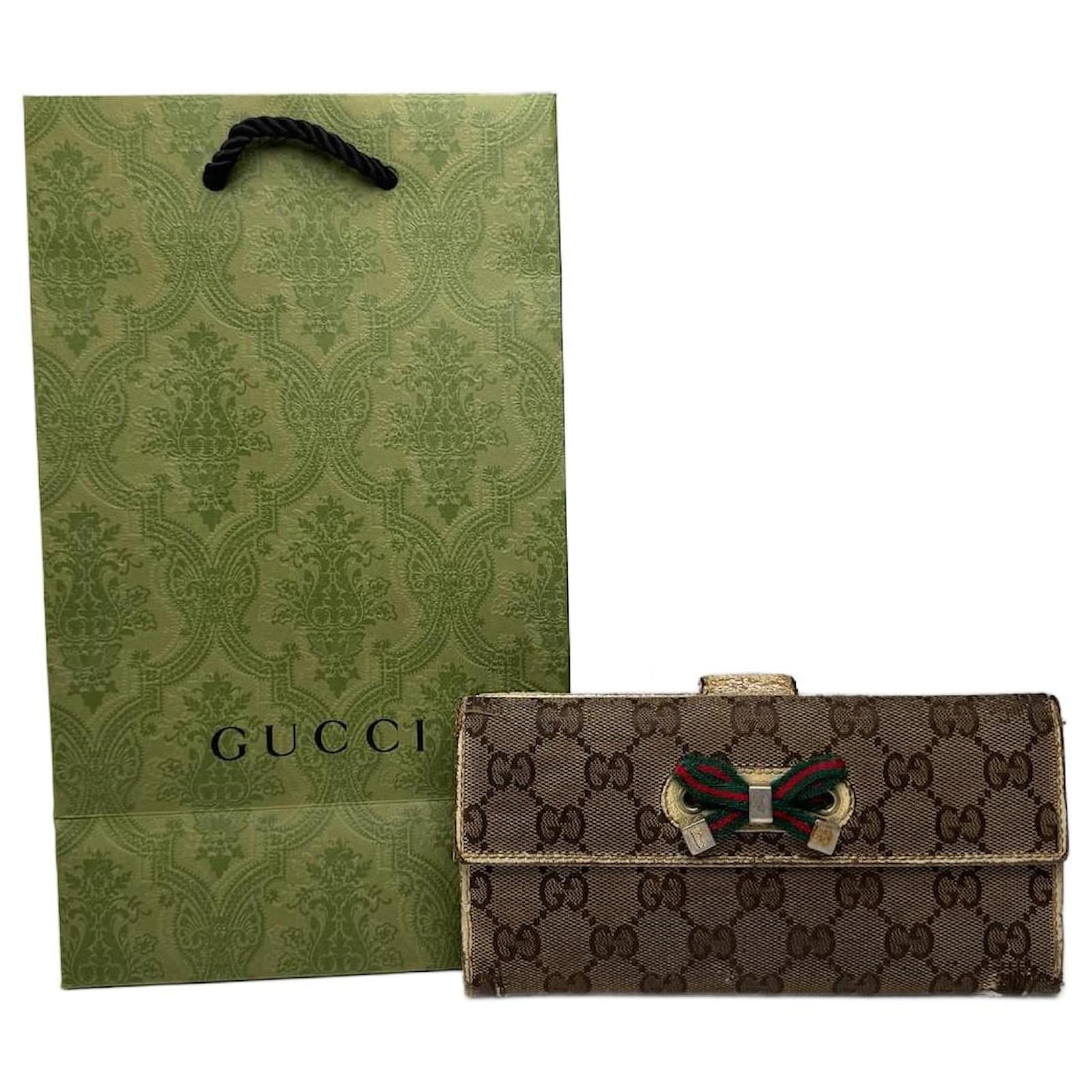 Vintage Gucci Monogram Leather monogram wallet beige white  ref.2319372