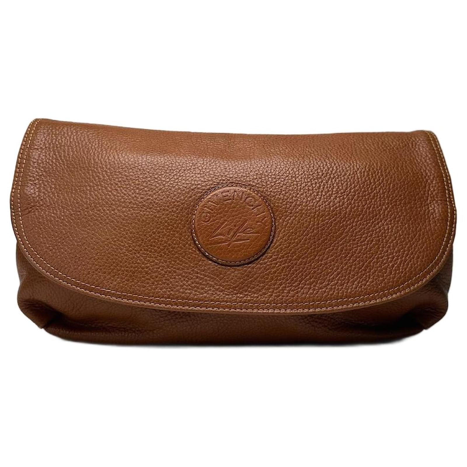 Vintage Givenchy leather clutch brown  ref.2319363